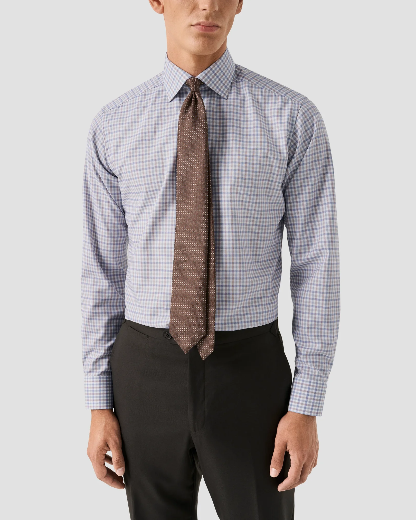 Eton - three color check twill shirt 256