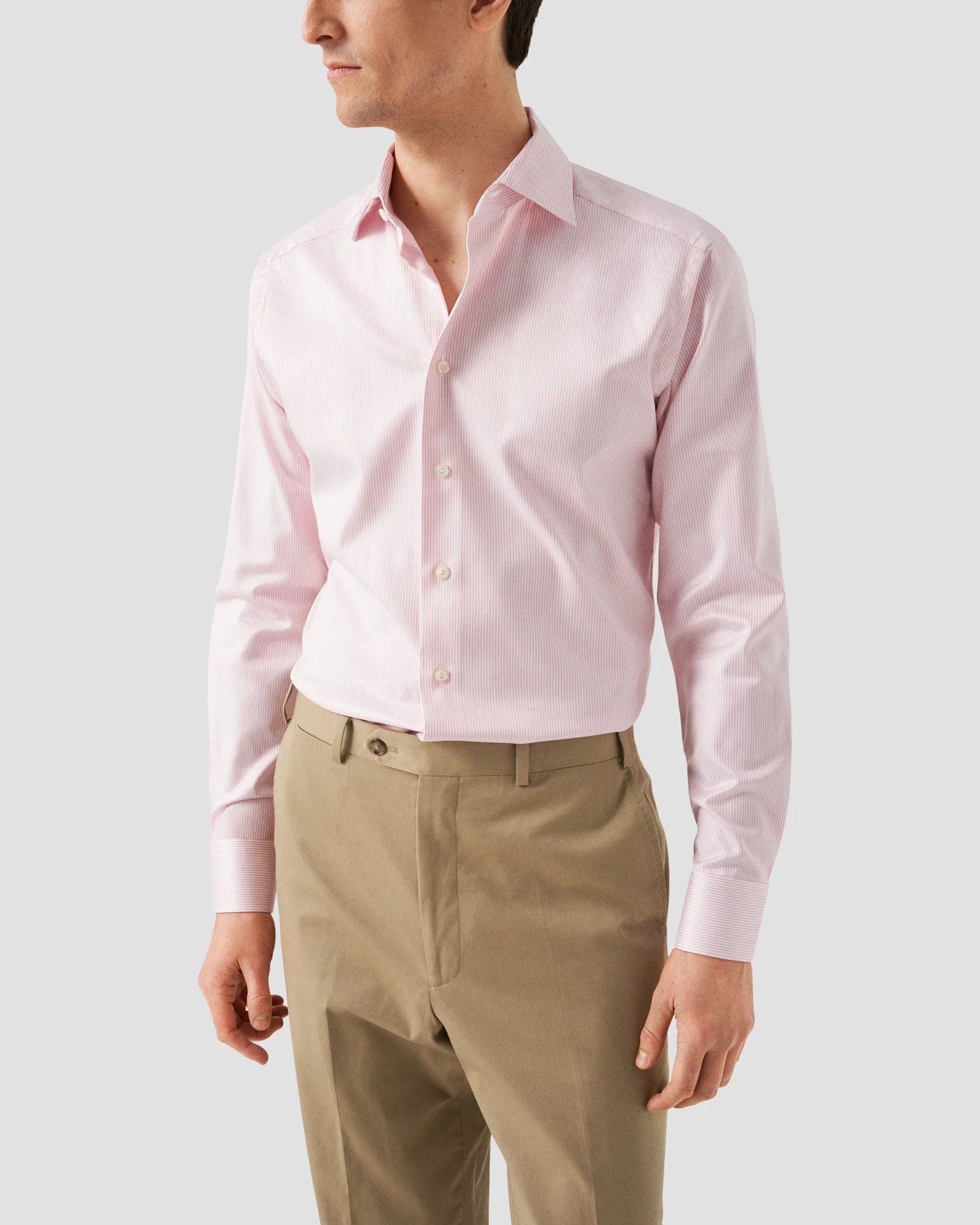 Eton - striped pink twill shirt