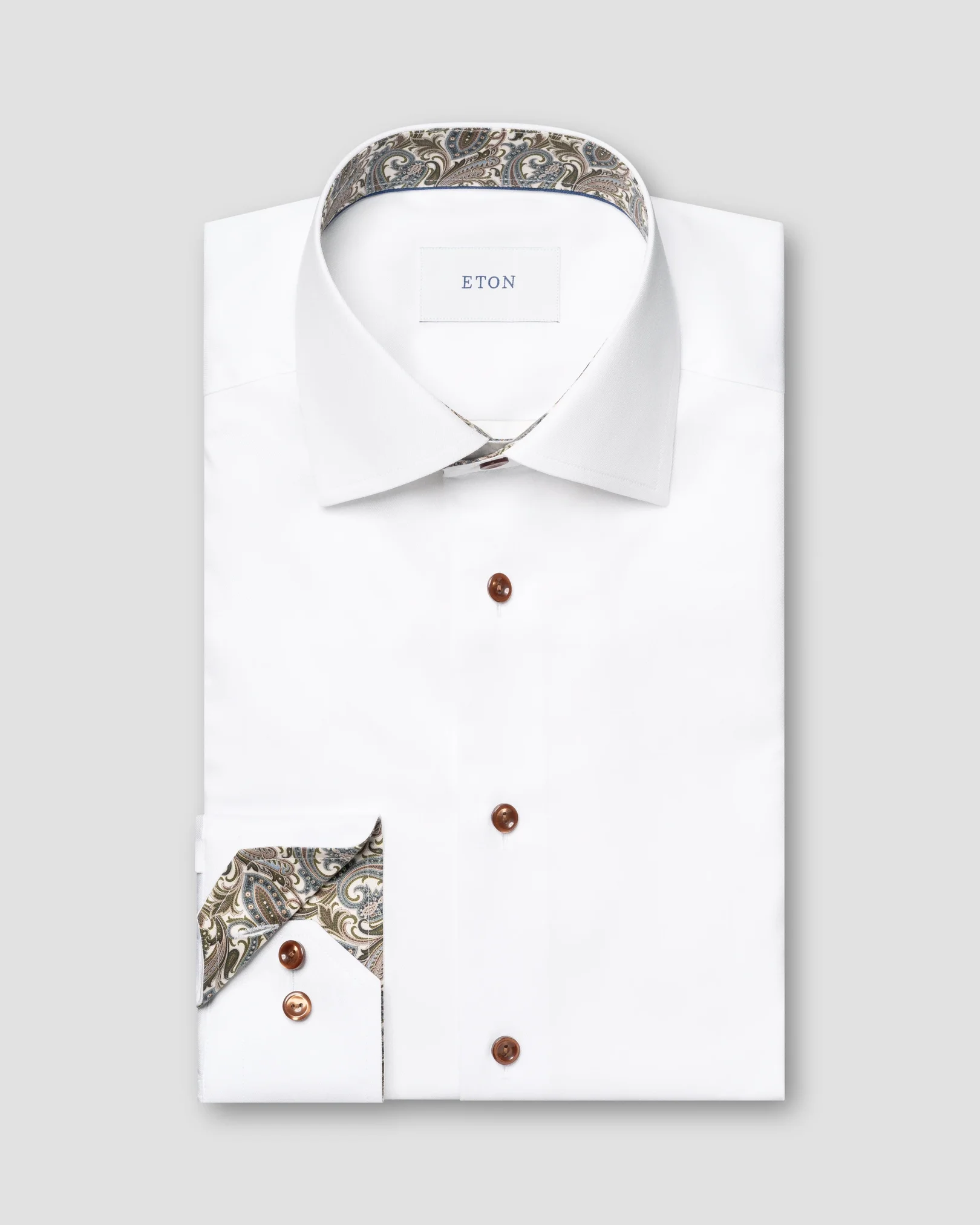 Eton - white paisley effect signature twill shirt