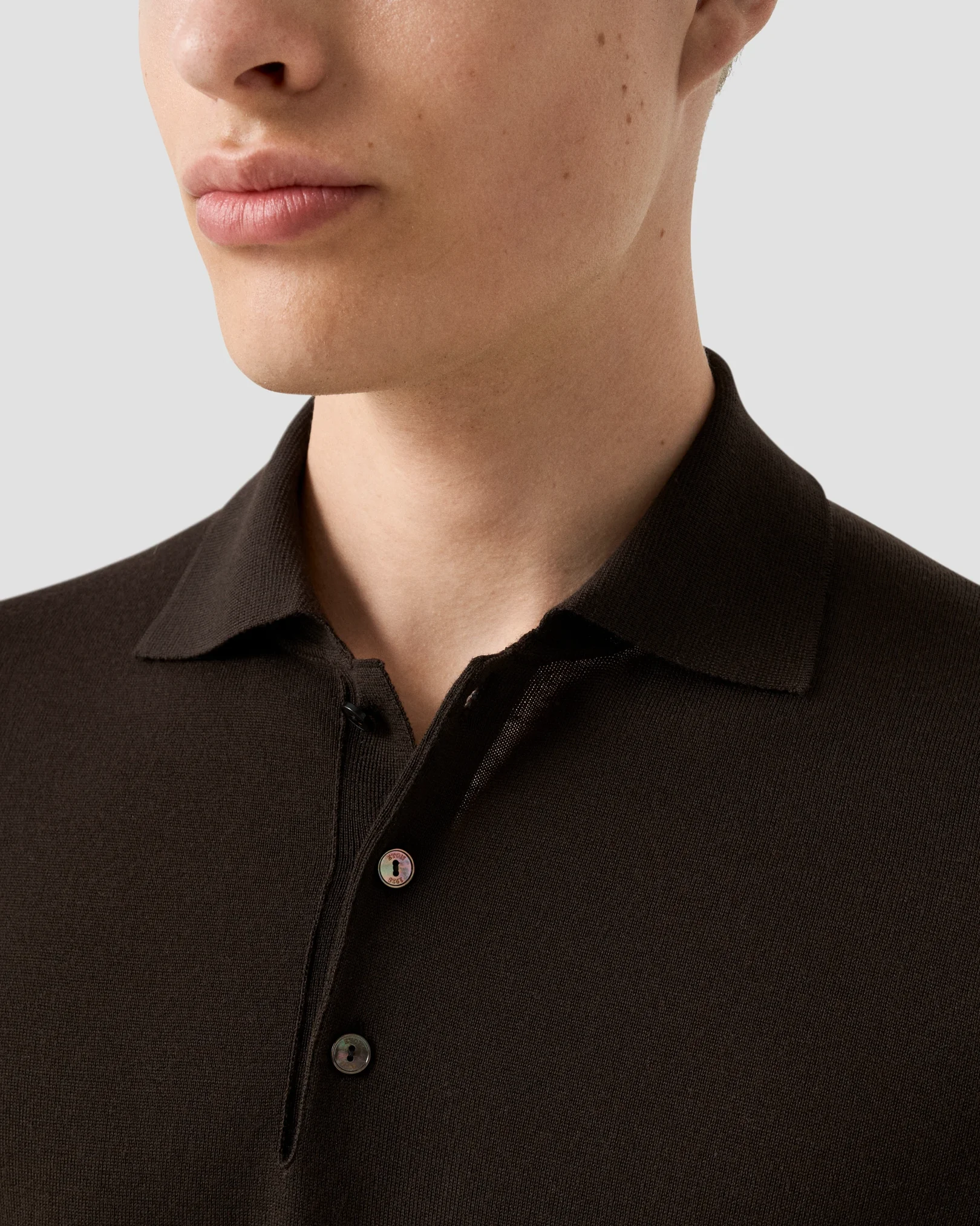 Eton - fine knit merino polo shirt dark