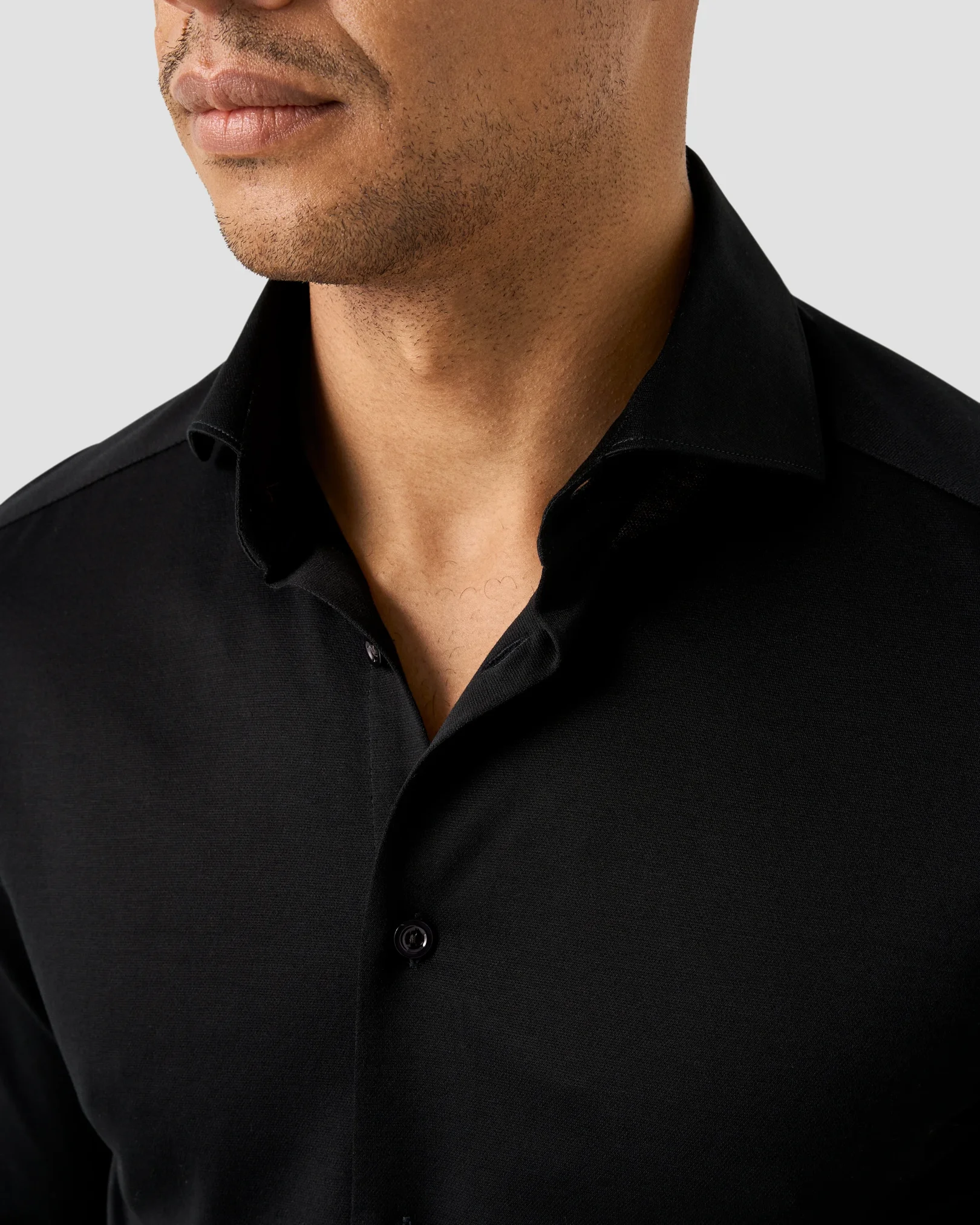 Eton - Chemise en Jacquard Tricoté Filo di Scozia Unie