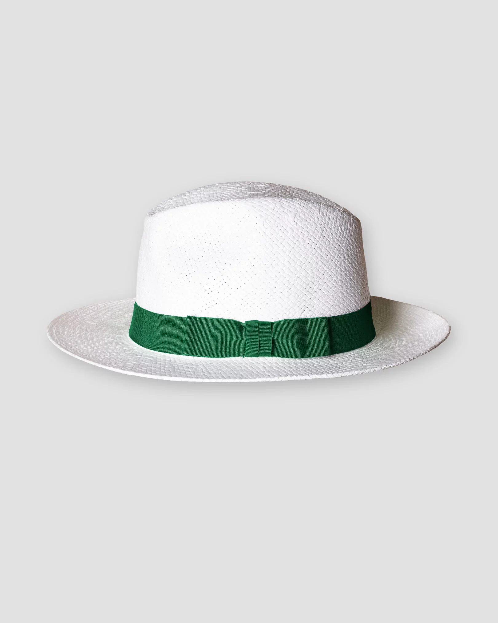 Eton - white straw hat green ribbon