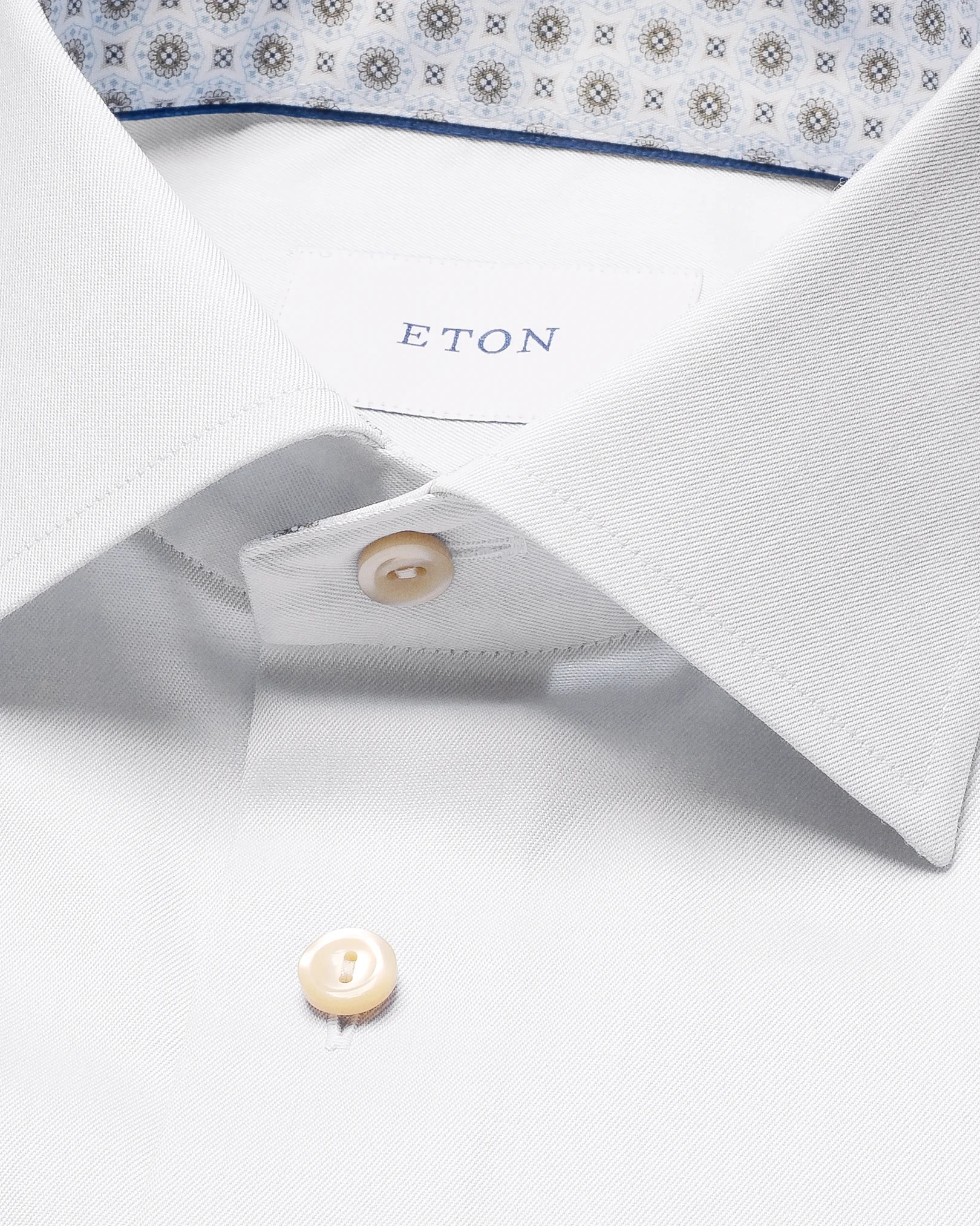 Eton - white geometric effect signature twill shirt cut away 263