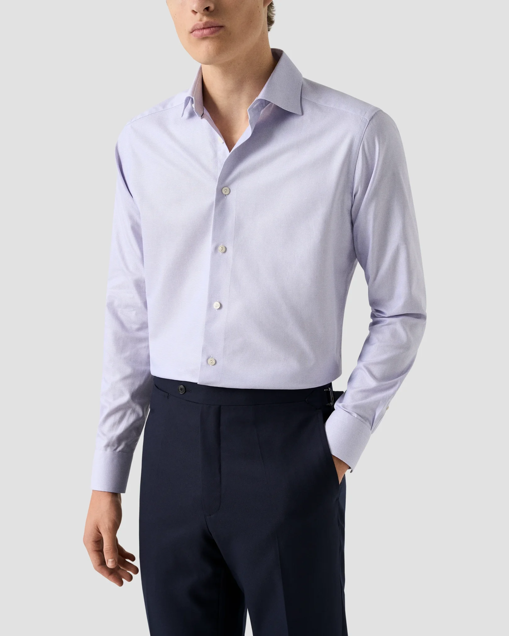 Eton - pink semi solid dobby shirt cut 263