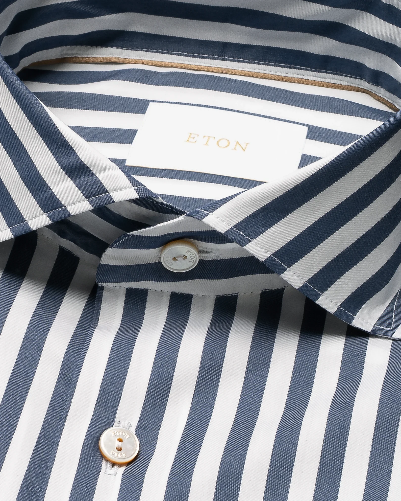 Eton - dark blue striped cotton silk shirt