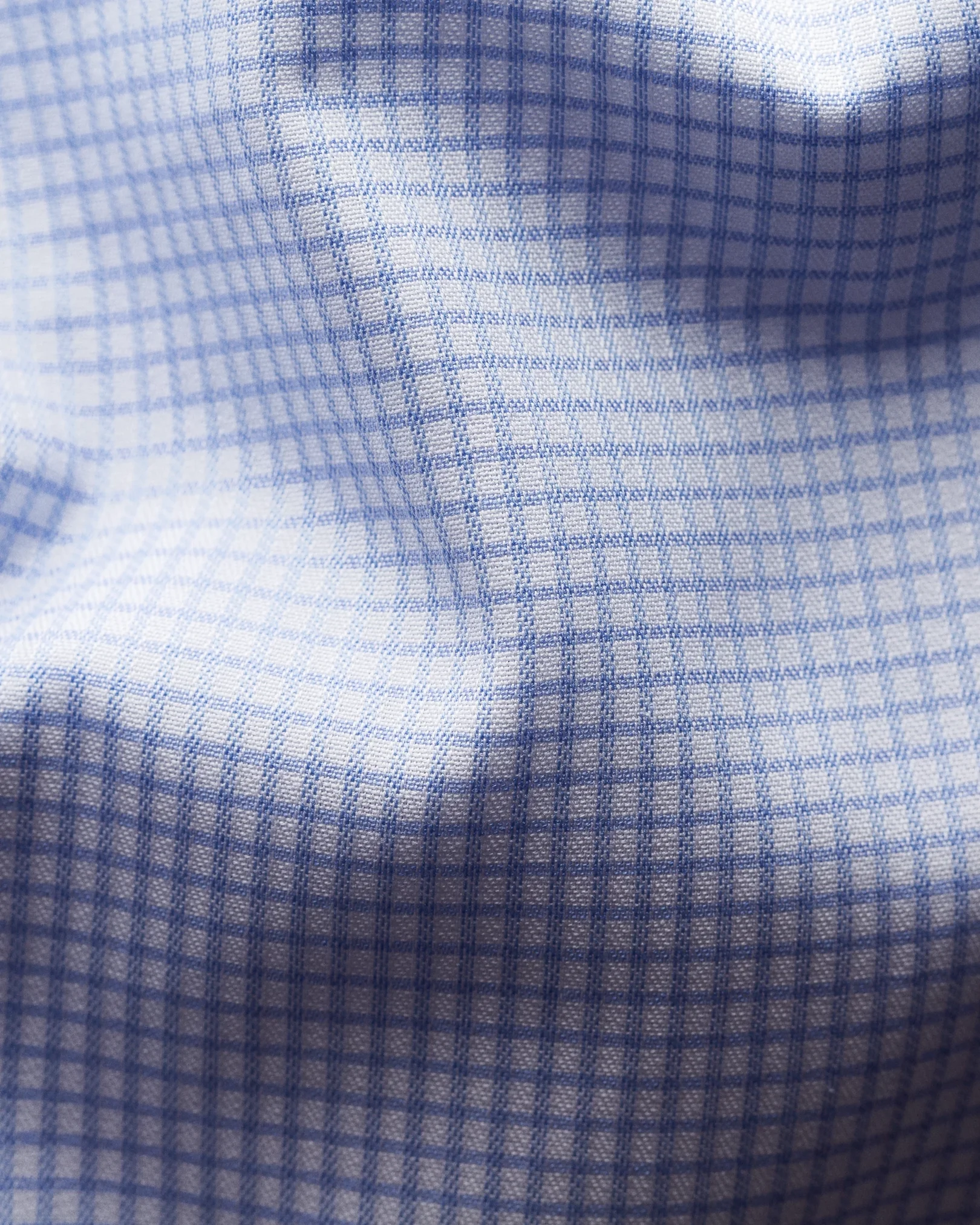 Eton - light blue micro check stretch shirt extreme cut away collar