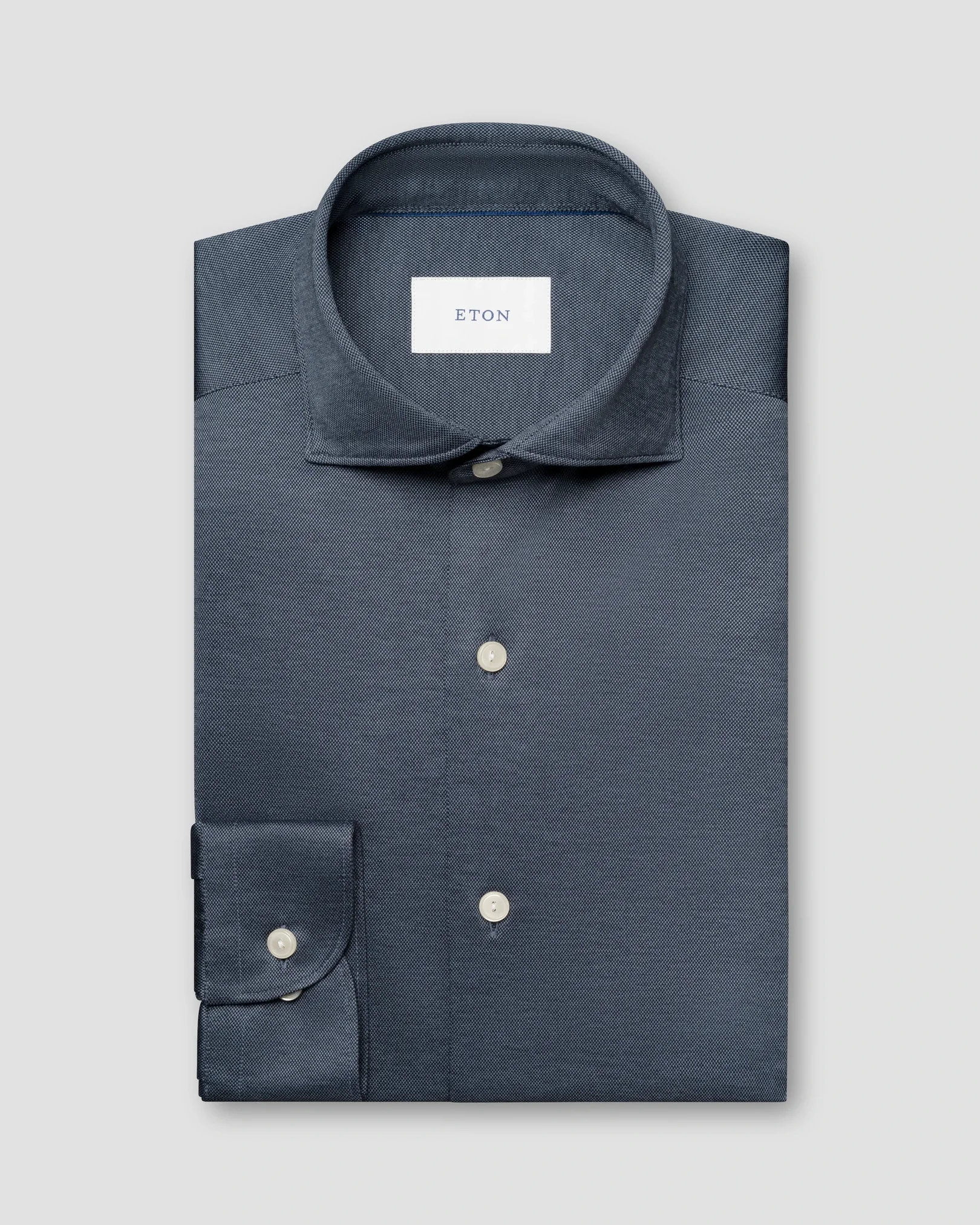 Eton - blue filo di scozia knit shirt