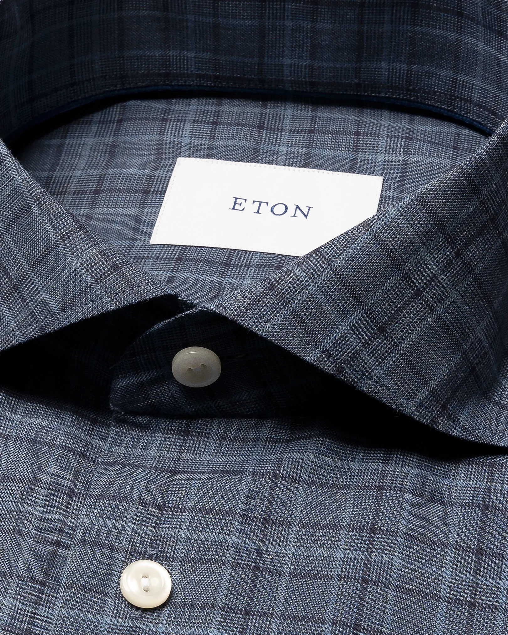 Eton - check signature flannel shirt wide spread rounded single