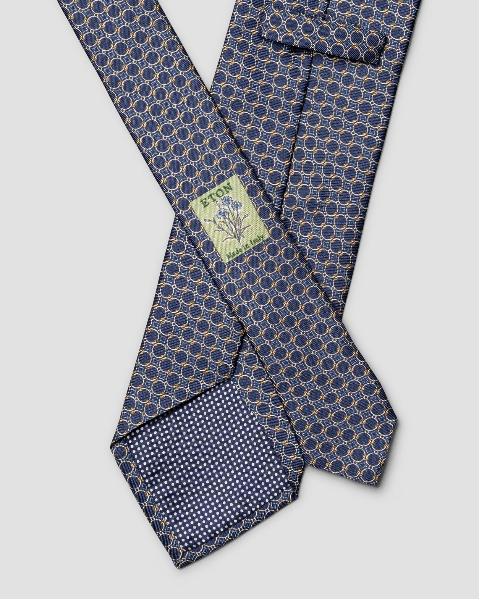 Eton - dark blue geometric print silk tie