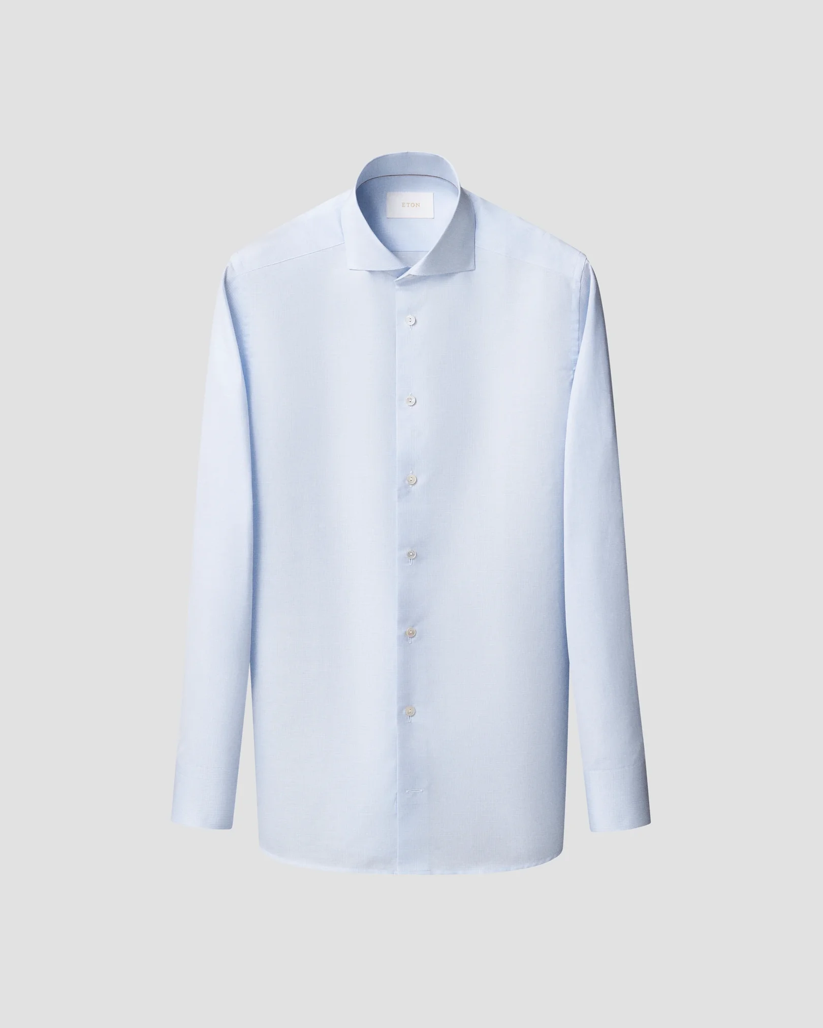 Eton - light blue micro check cotton linen shirt