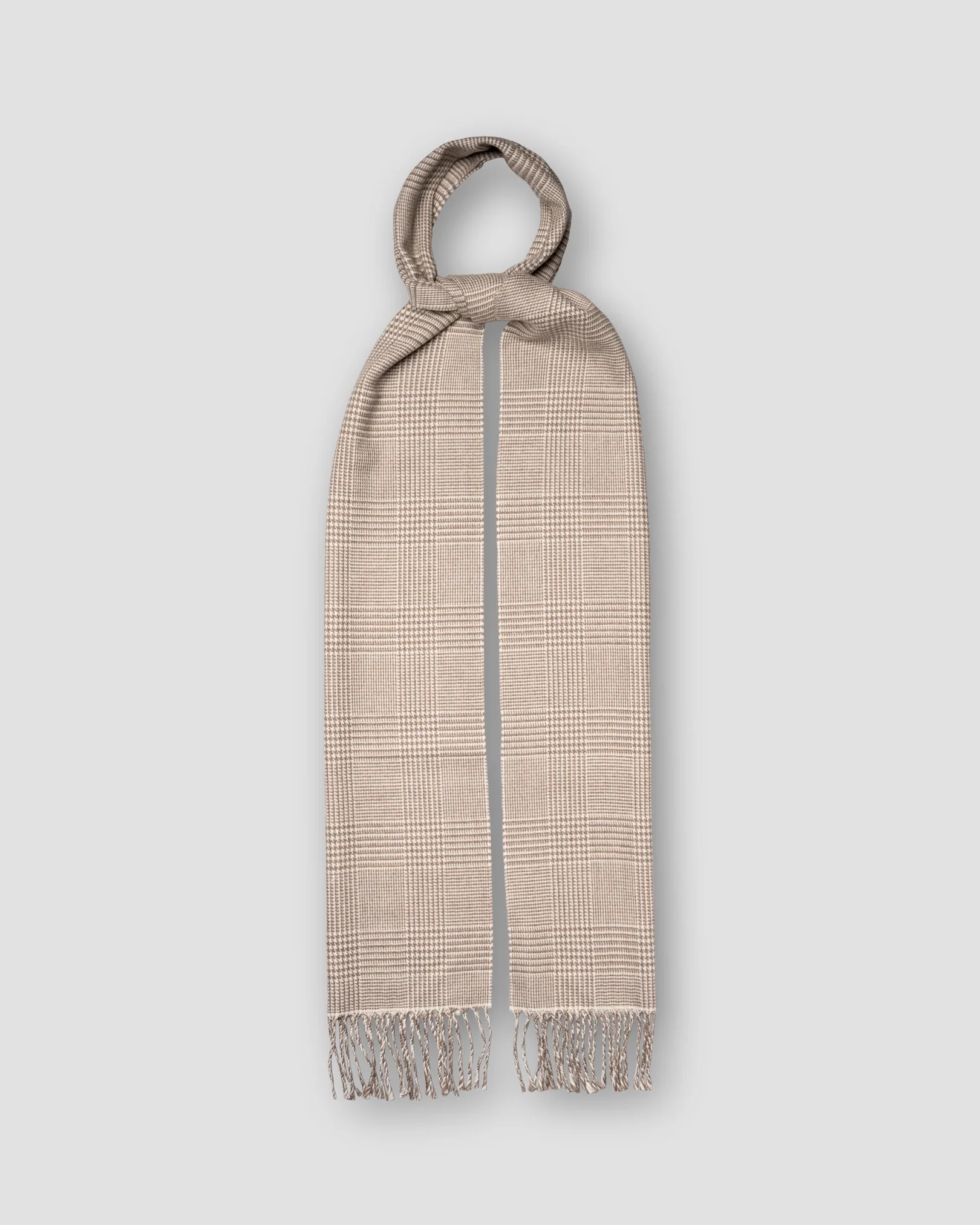 Beige Prince Of Wales Merino Wool Scarf