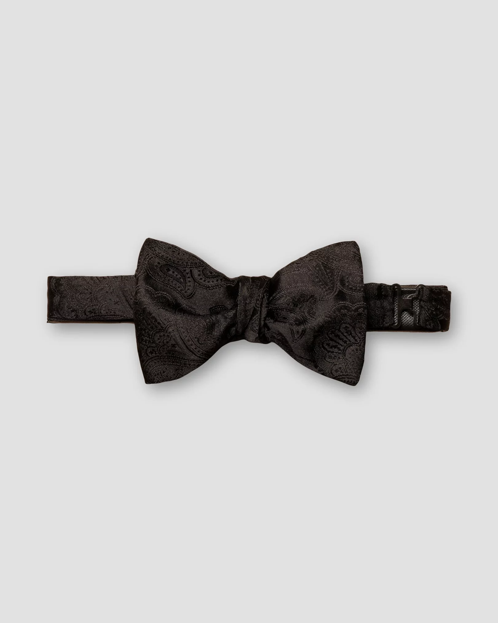 Black Paisley Print Silk Bow Tie - Self Tied