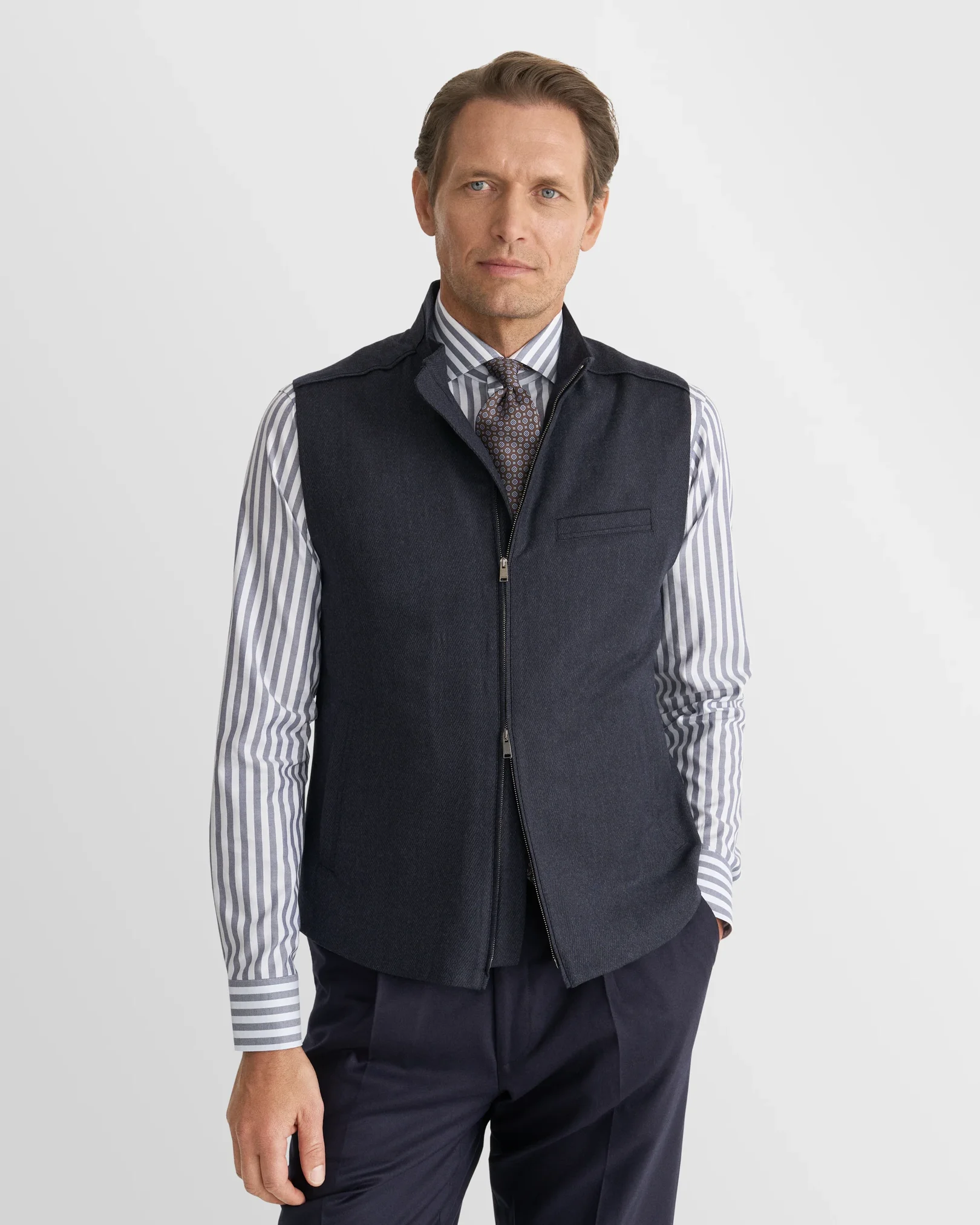 Eton - navy blue bengal striped signature oxford shirt
