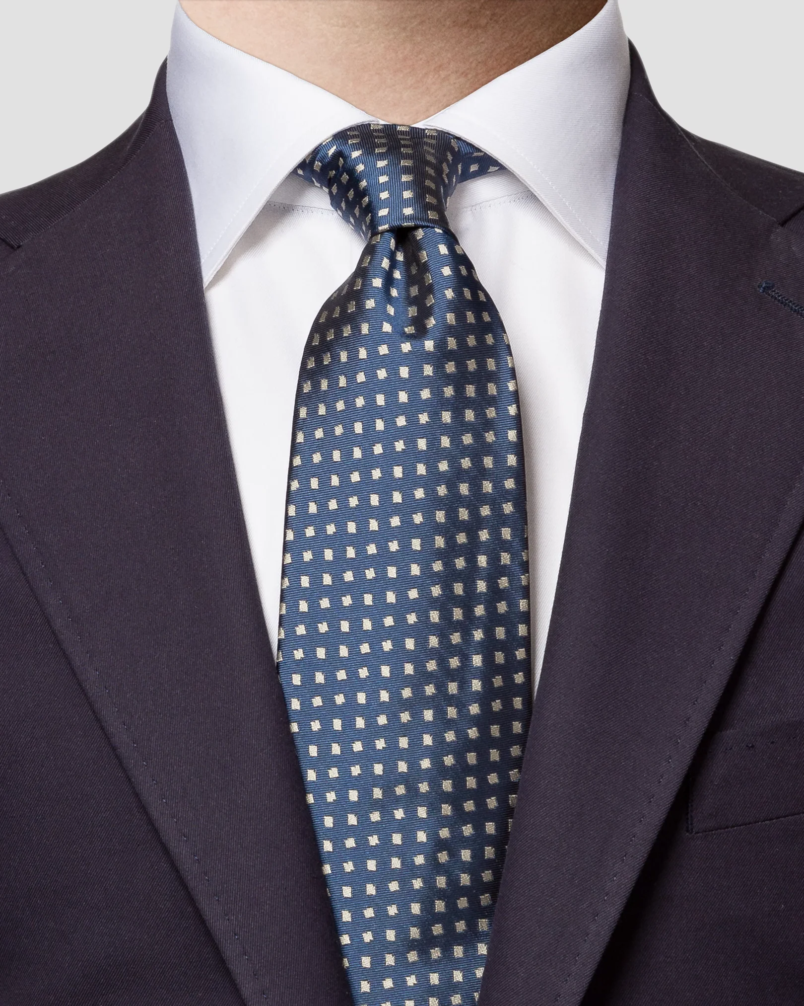 Eton - navy blue geometric silk tie ss