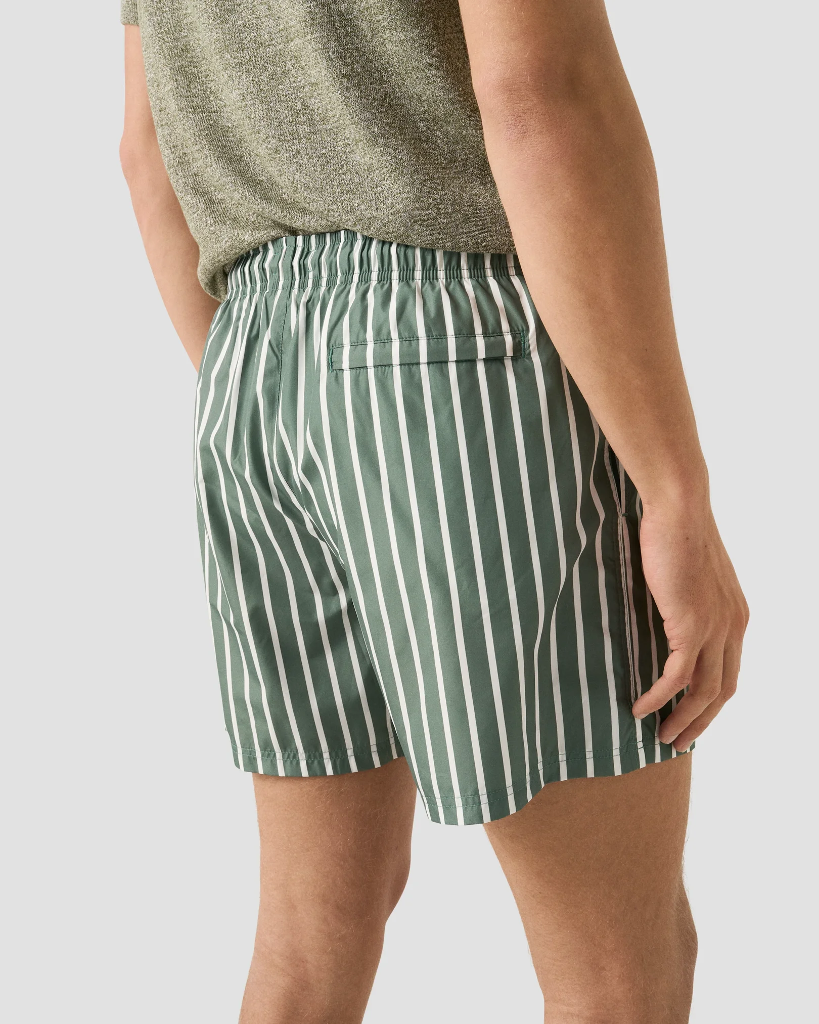Eton - striped swim shorts mid green 261
