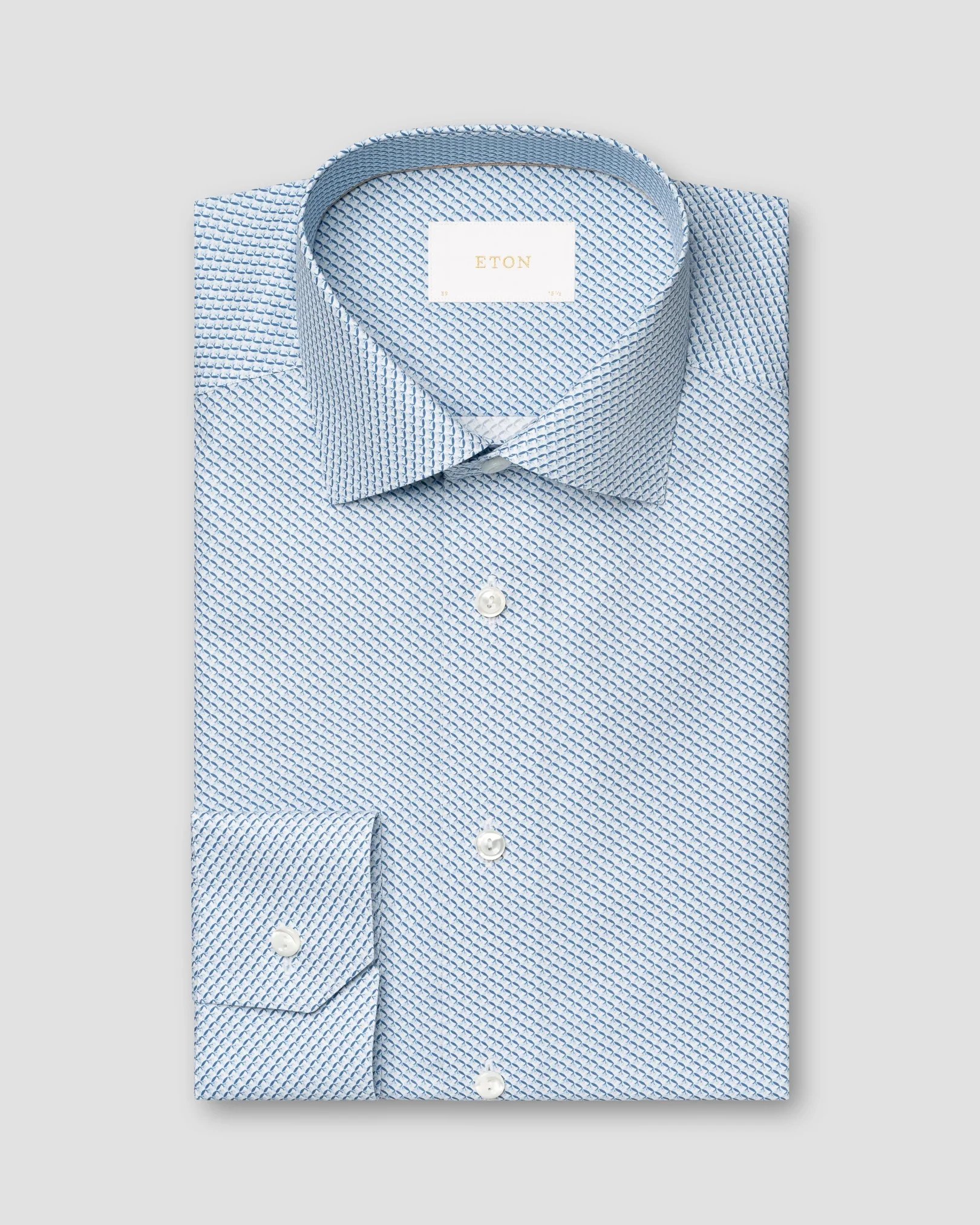 Eton - Chemise en twill fin micro olive