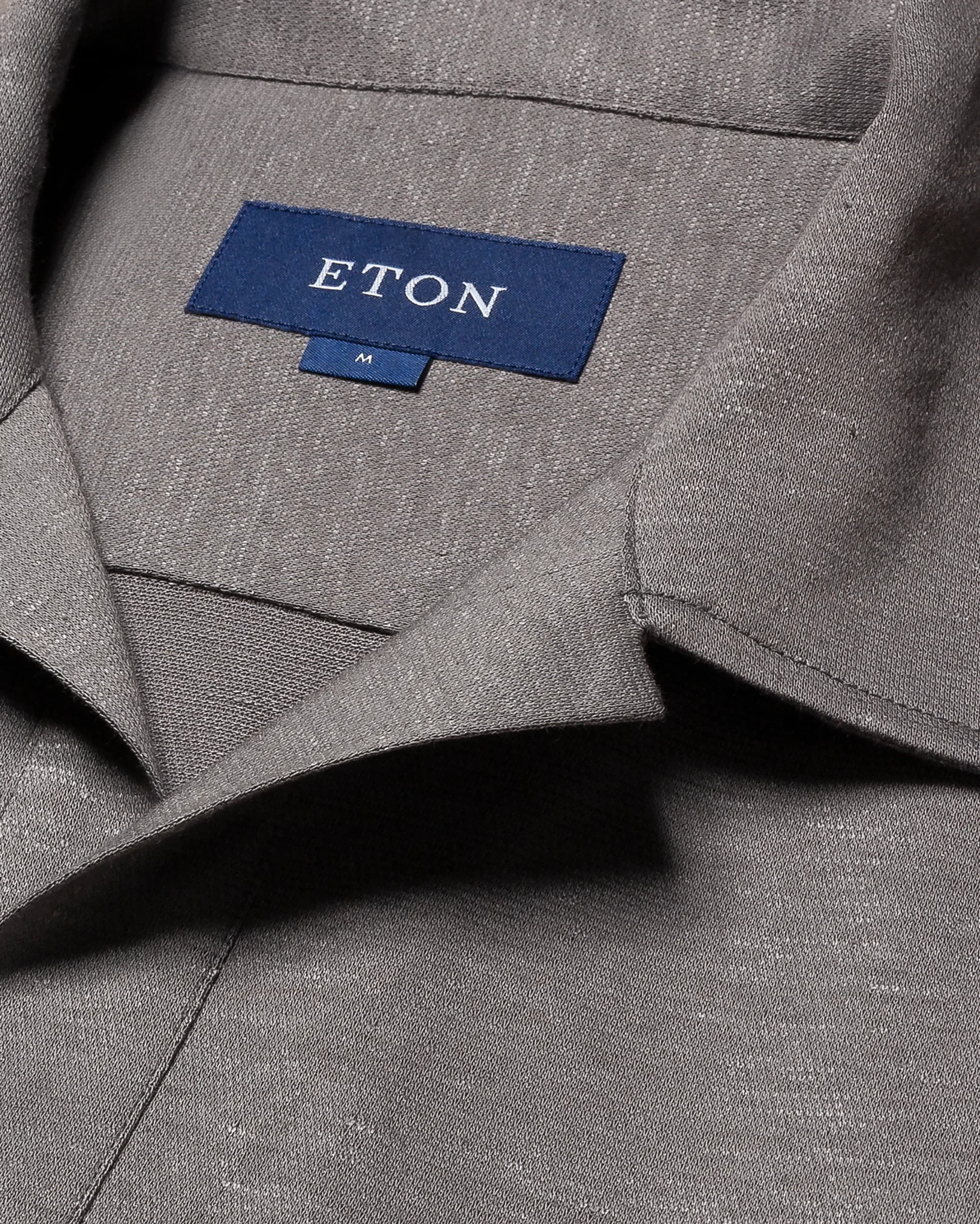 Eton - mid grey pique open collar turn up short sleeve slim jersey