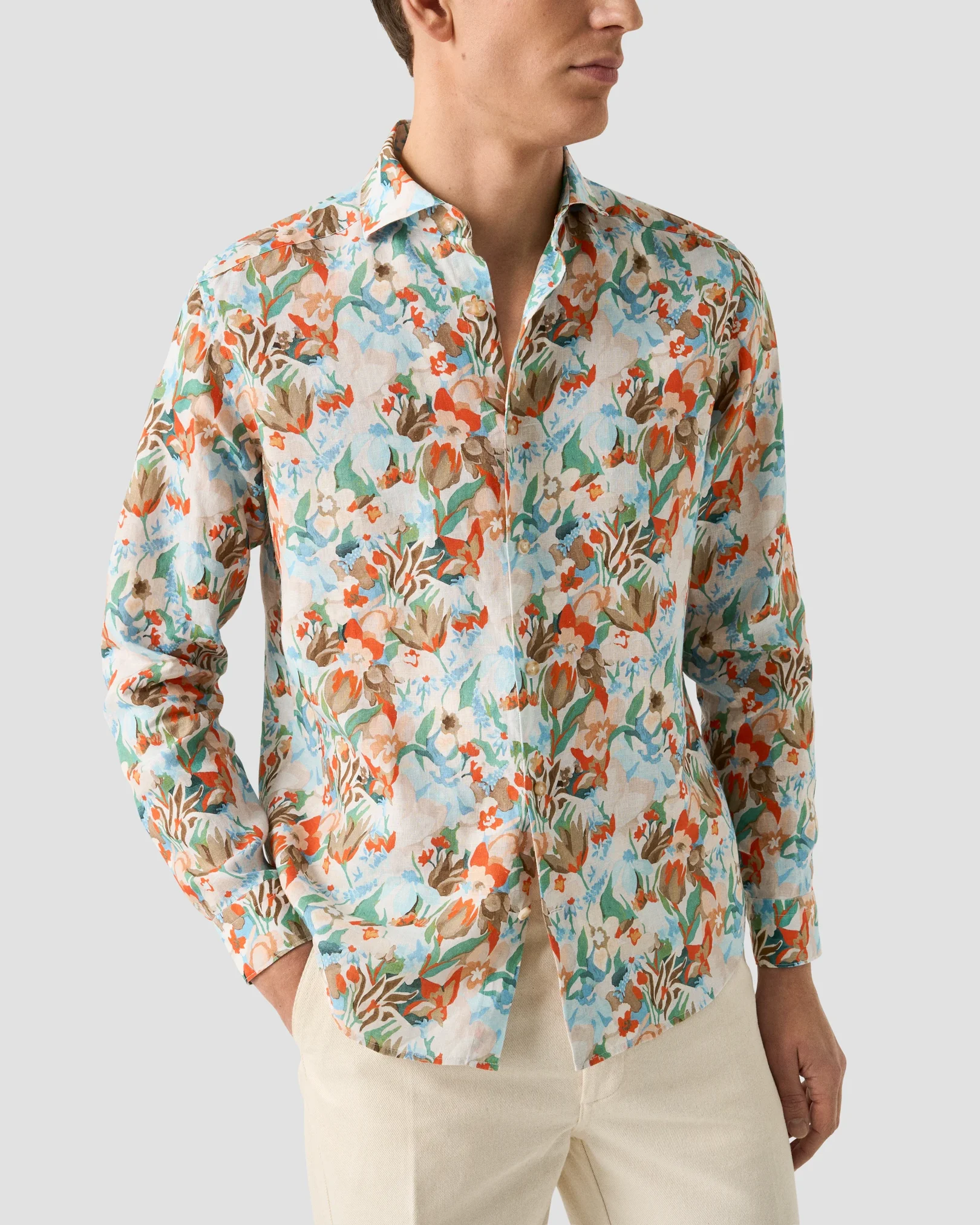 Eton - floral linen print shirt