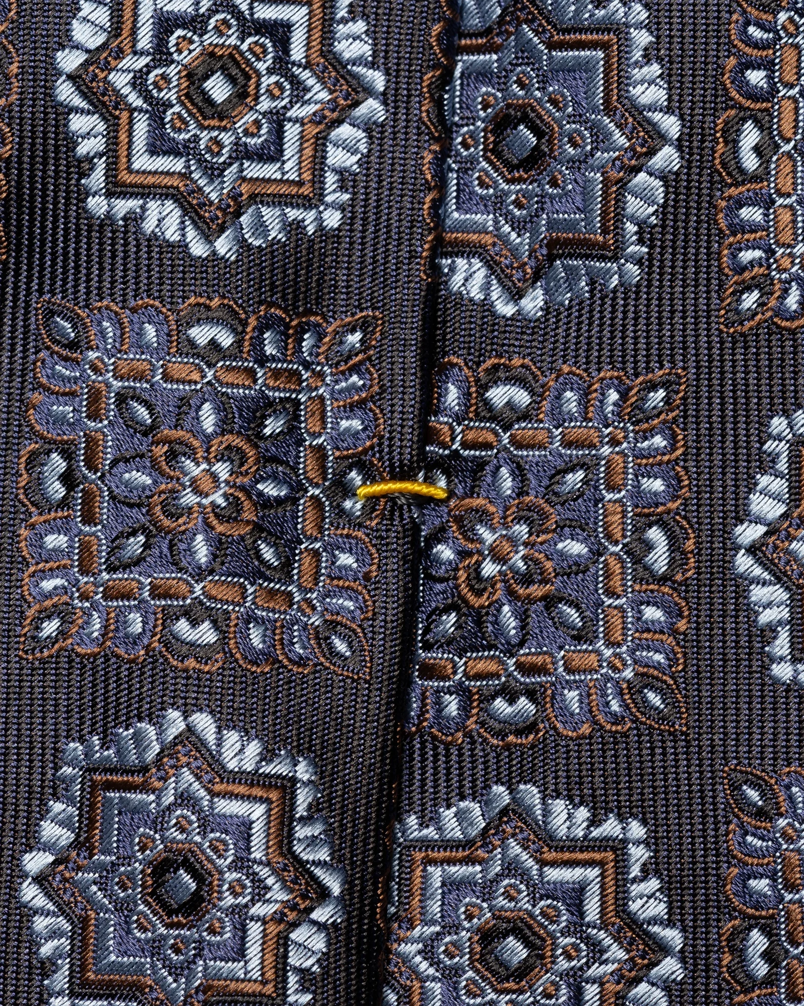 Dark Blue Medallion Woven Silk Tie