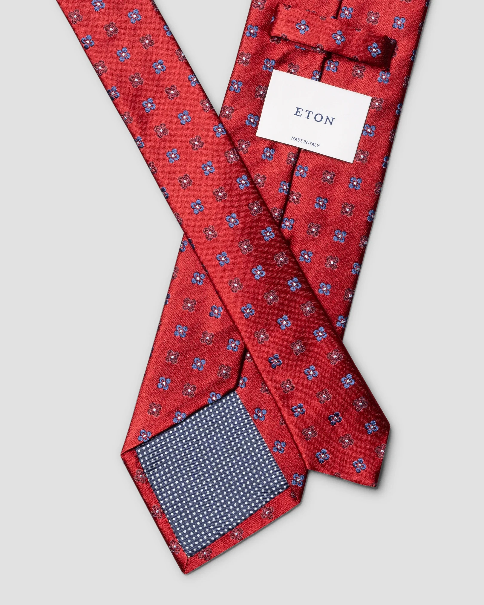 Eton - micro floral woven silk tie dark red micro floral woven silk tie