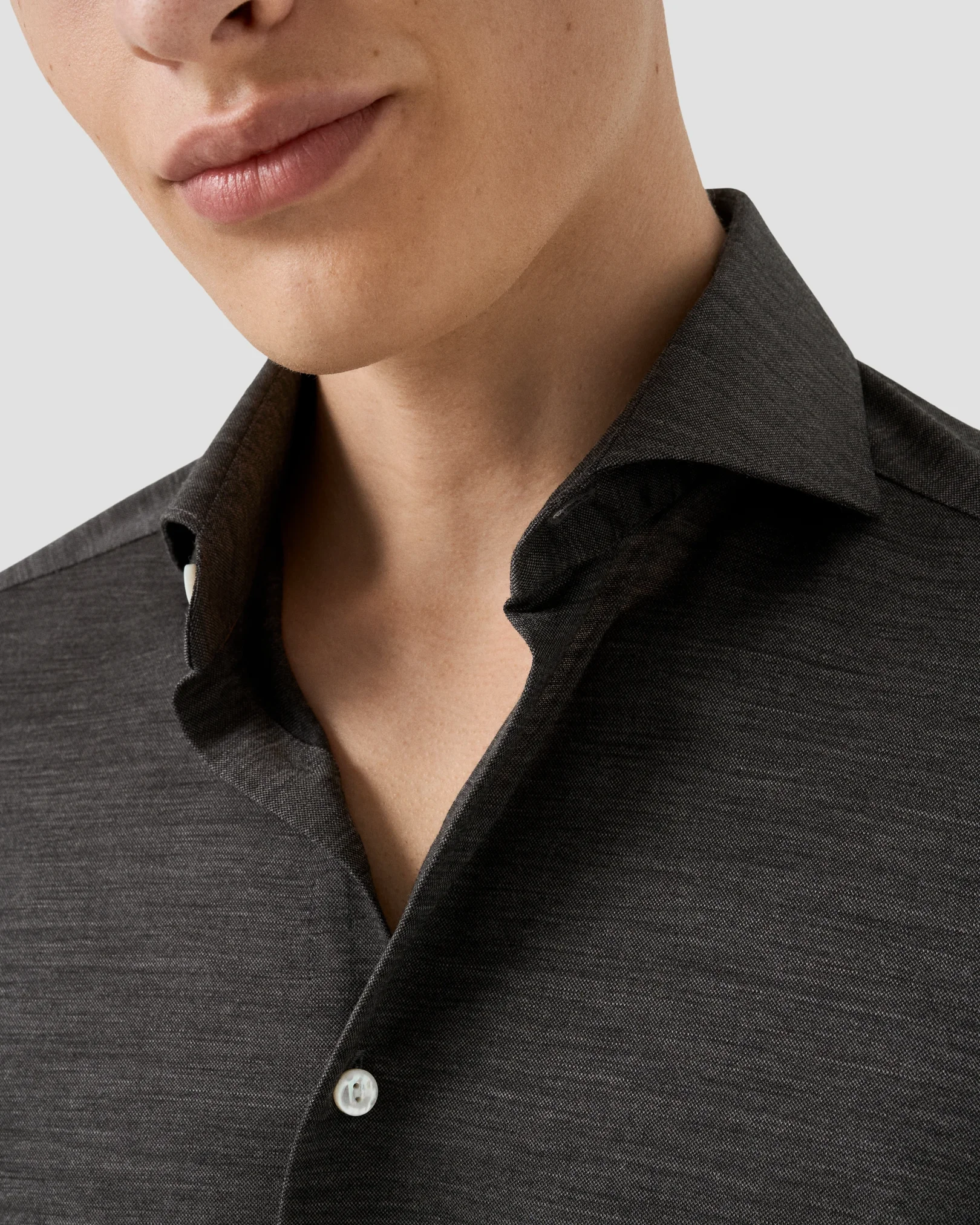 Eton - merino lyocell jersey shirt dark grey merino lyocell jersey shirt