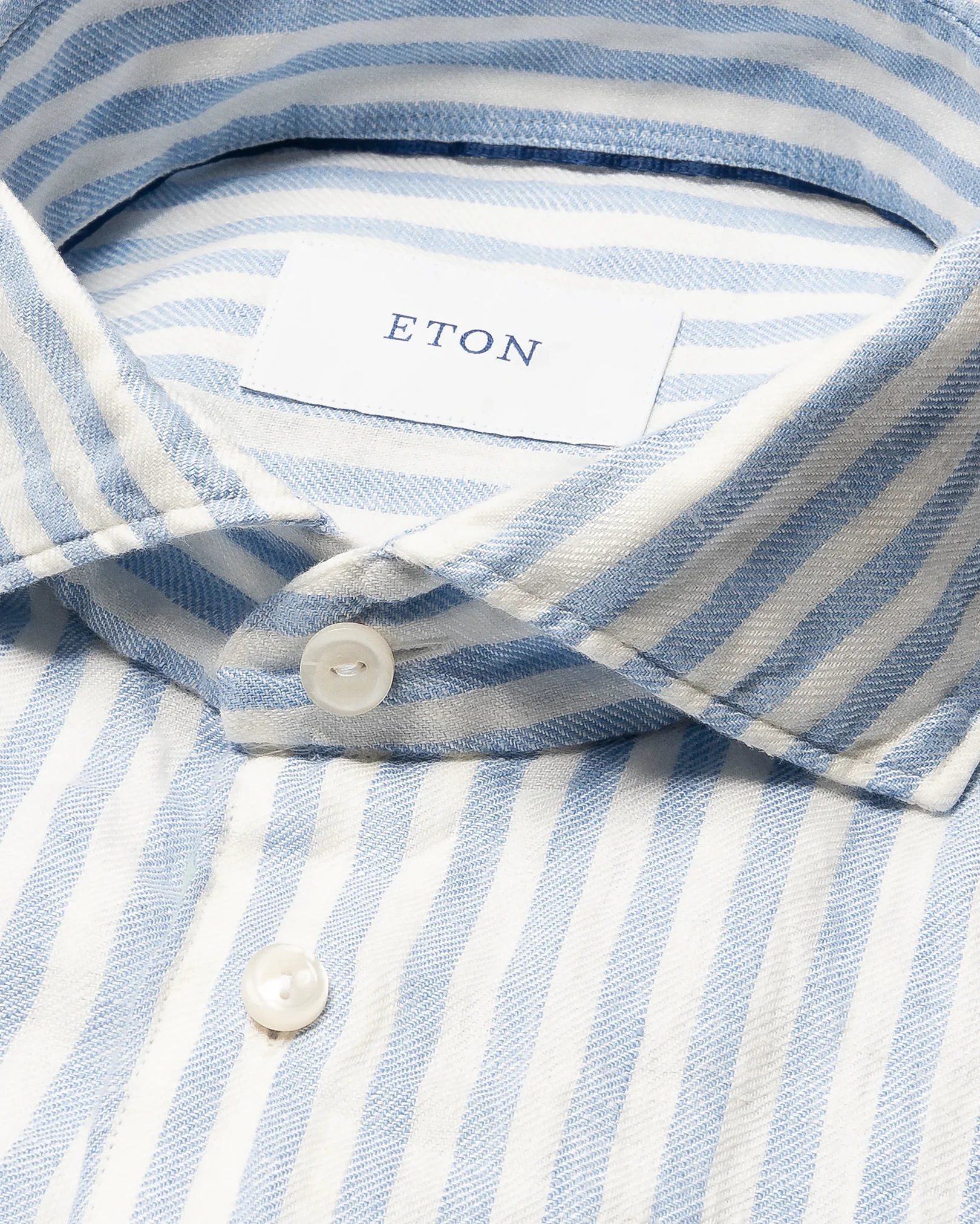 Eton - light blue striped linen twill shirt