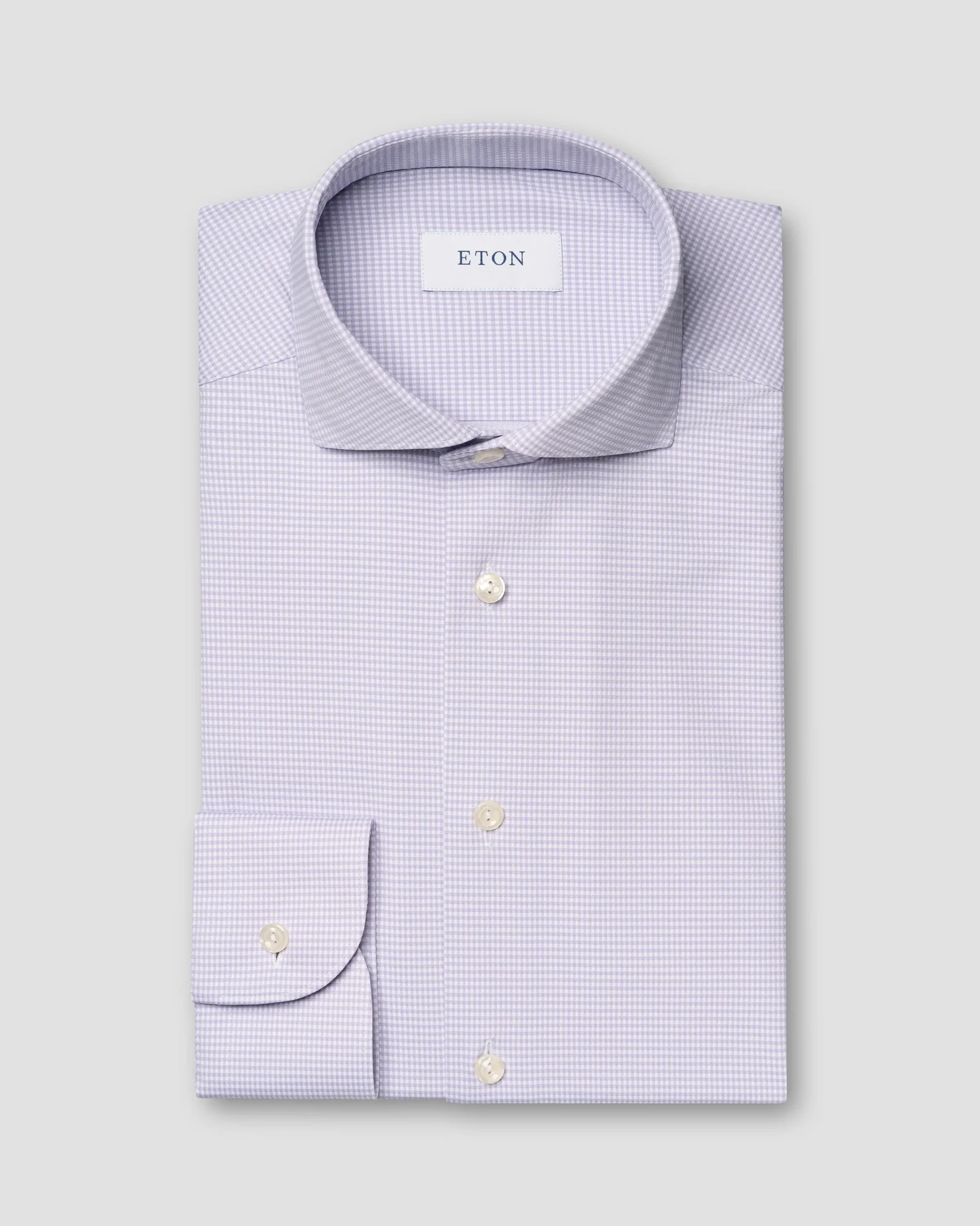 Eton - Light purple Micro Check Four-Way Strech Shirt