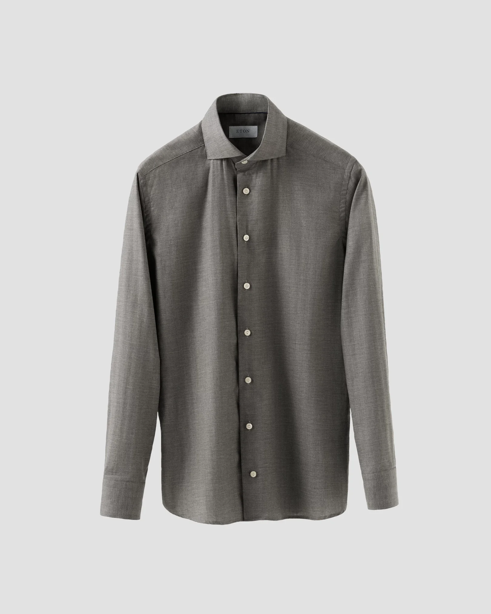 Eton - mid grey wrinkle free flanell shirt