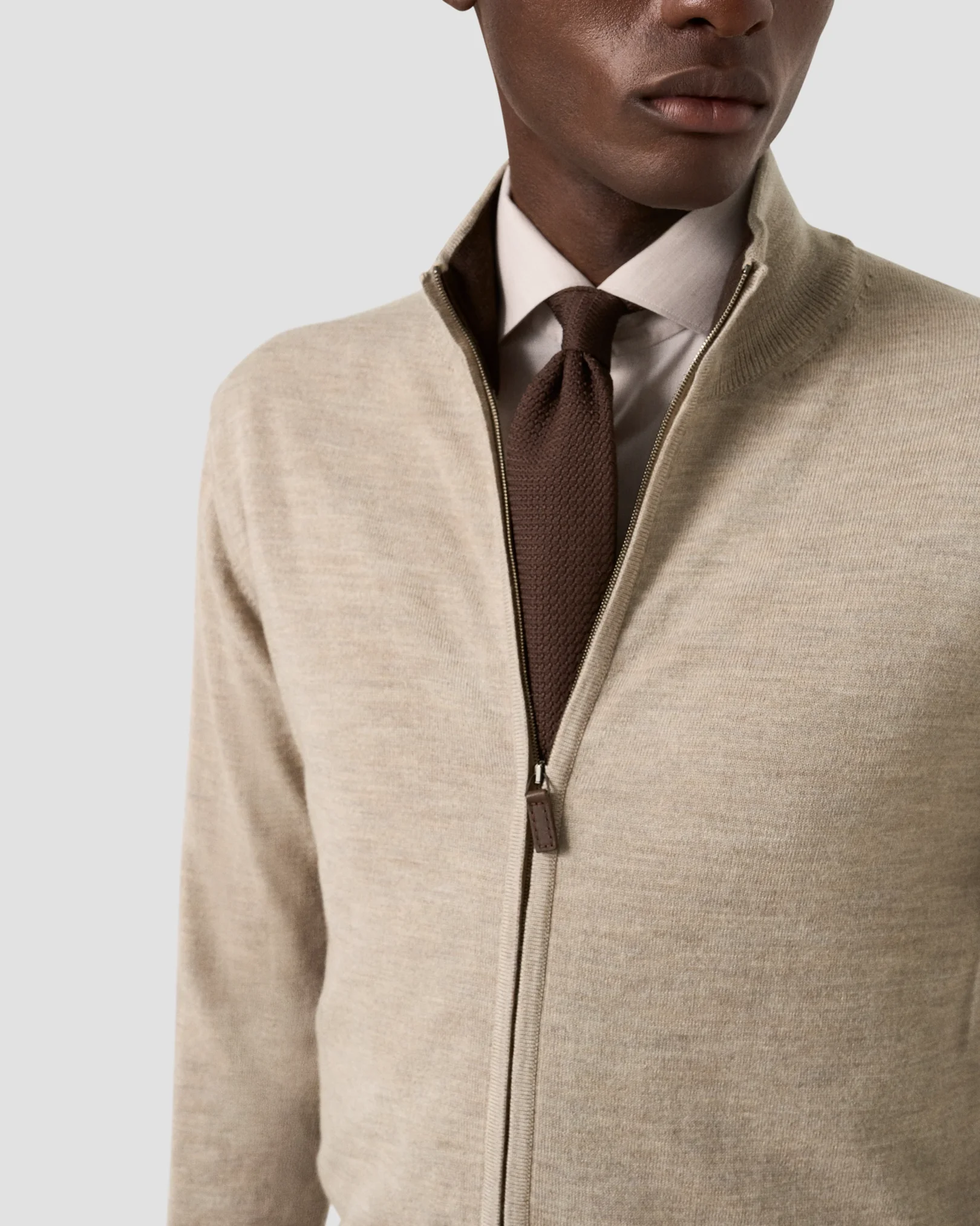 Eton - beige solid twill shirt