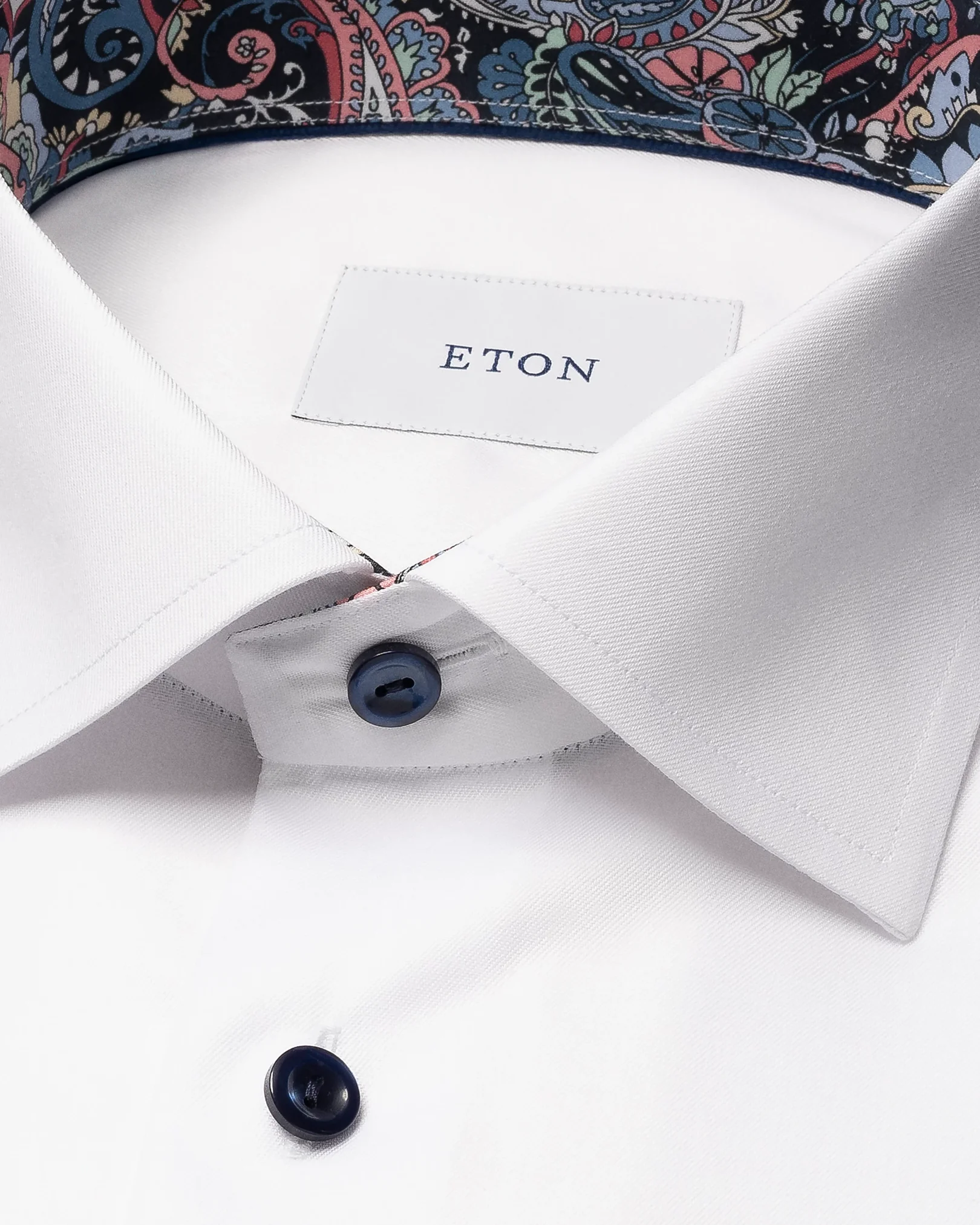 Eton - white solid signature twill paisley effect shirt