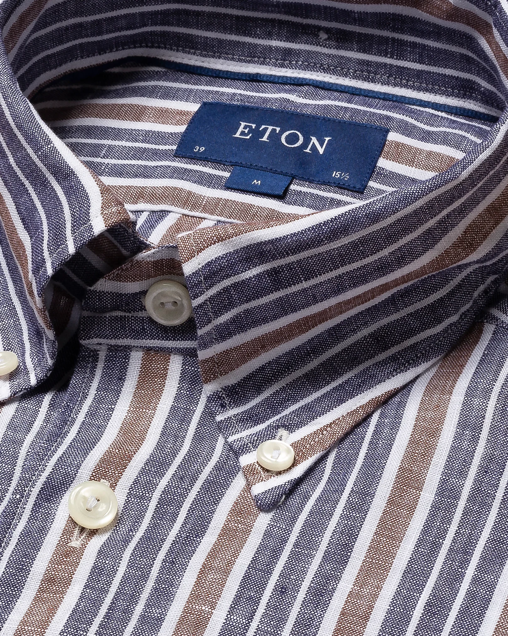 Eton - navy blue linen button down single