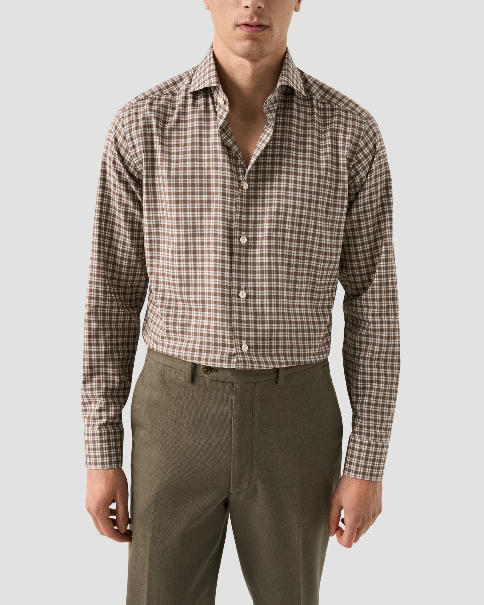 Eton - check signature flannel shirt wide spread