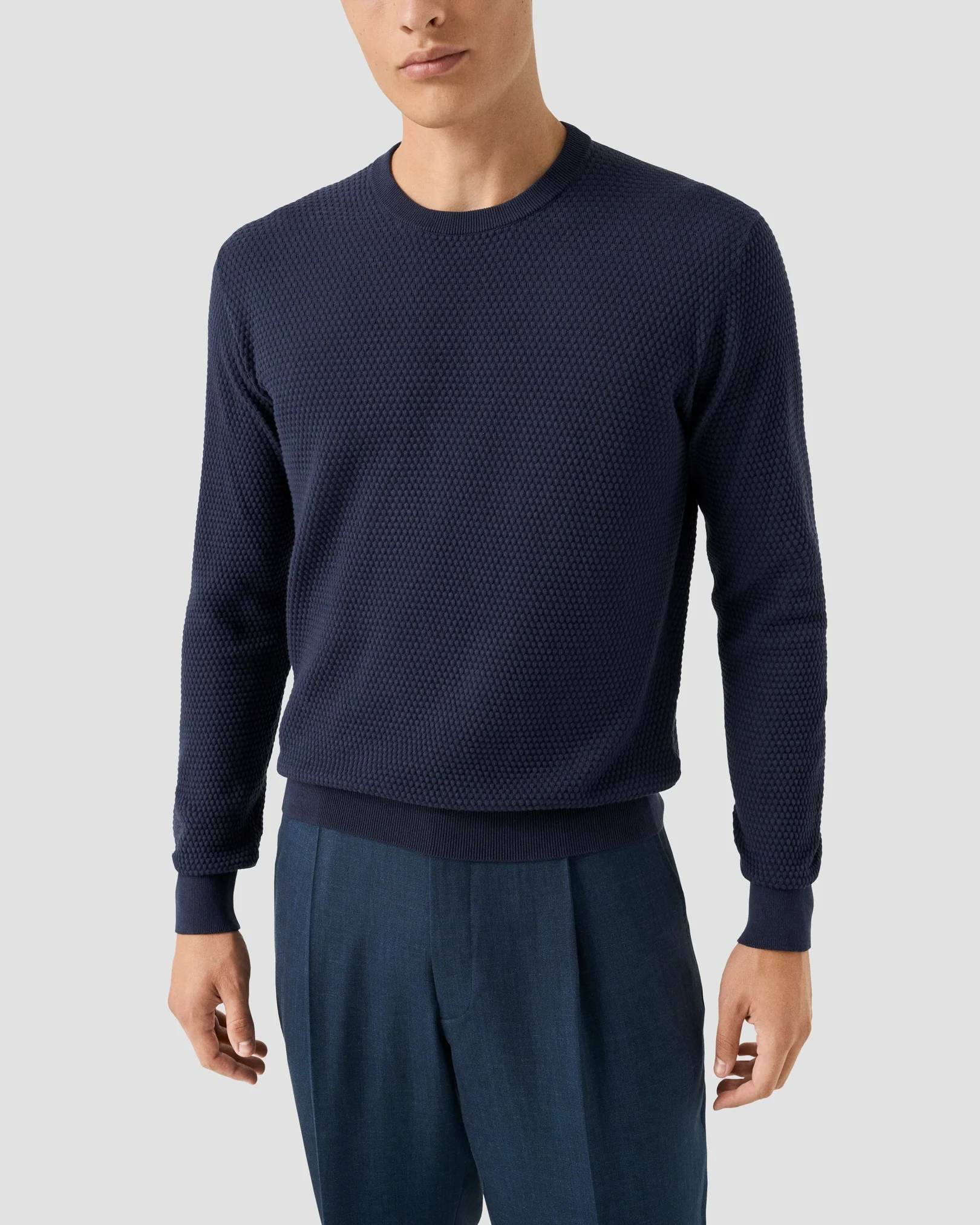 Eton - dark blue structure knit cotton 258