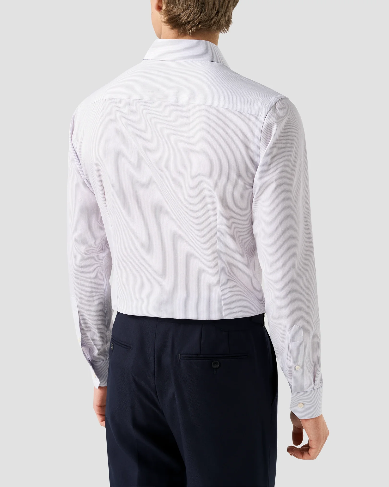 Eton - light purple striped signature twill shirt