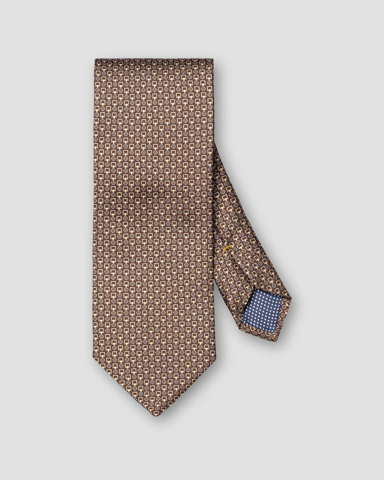 Eton - geometric print silk tie dark brown geometric print silk tie