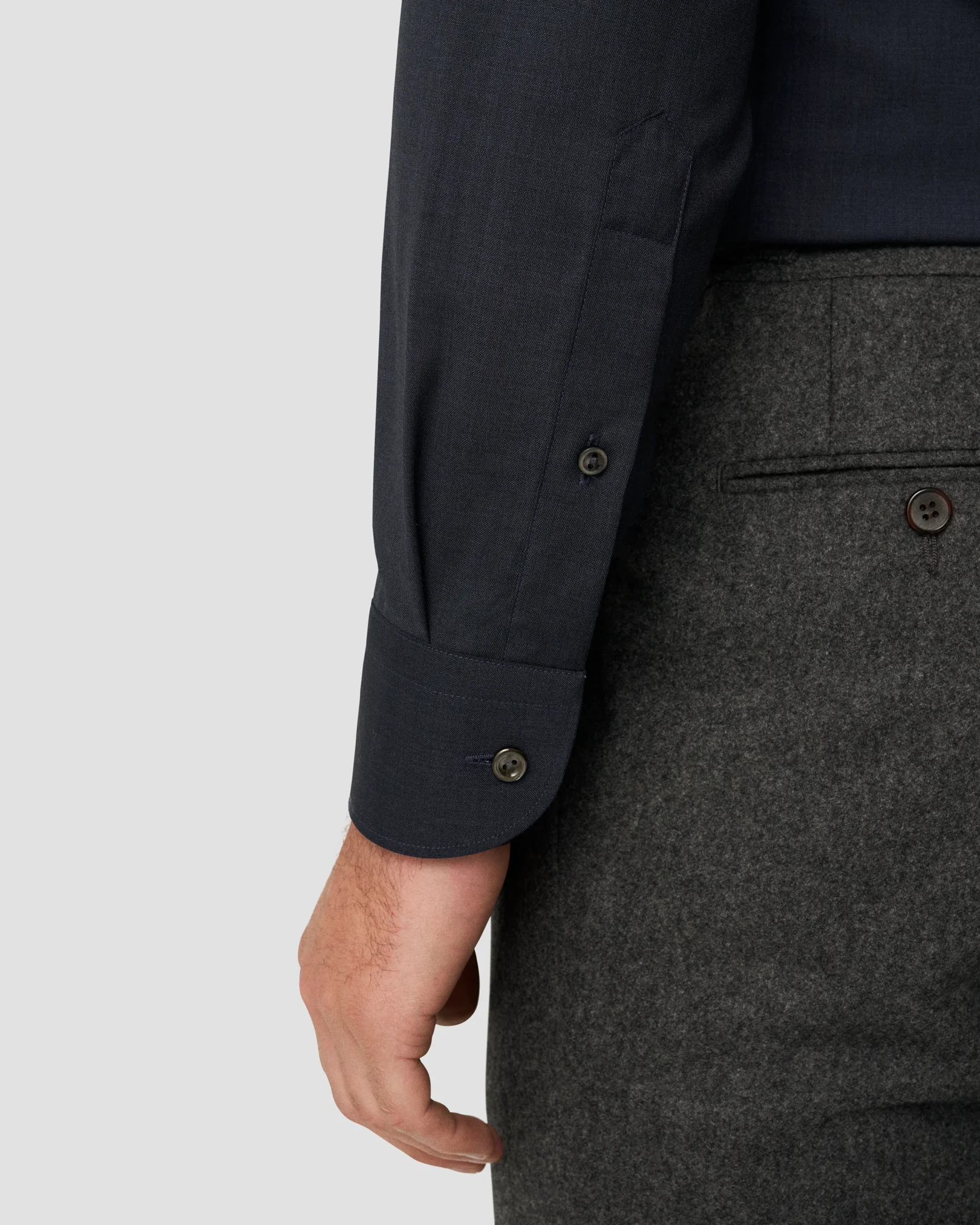 Eton - solid navy blue merino shirt