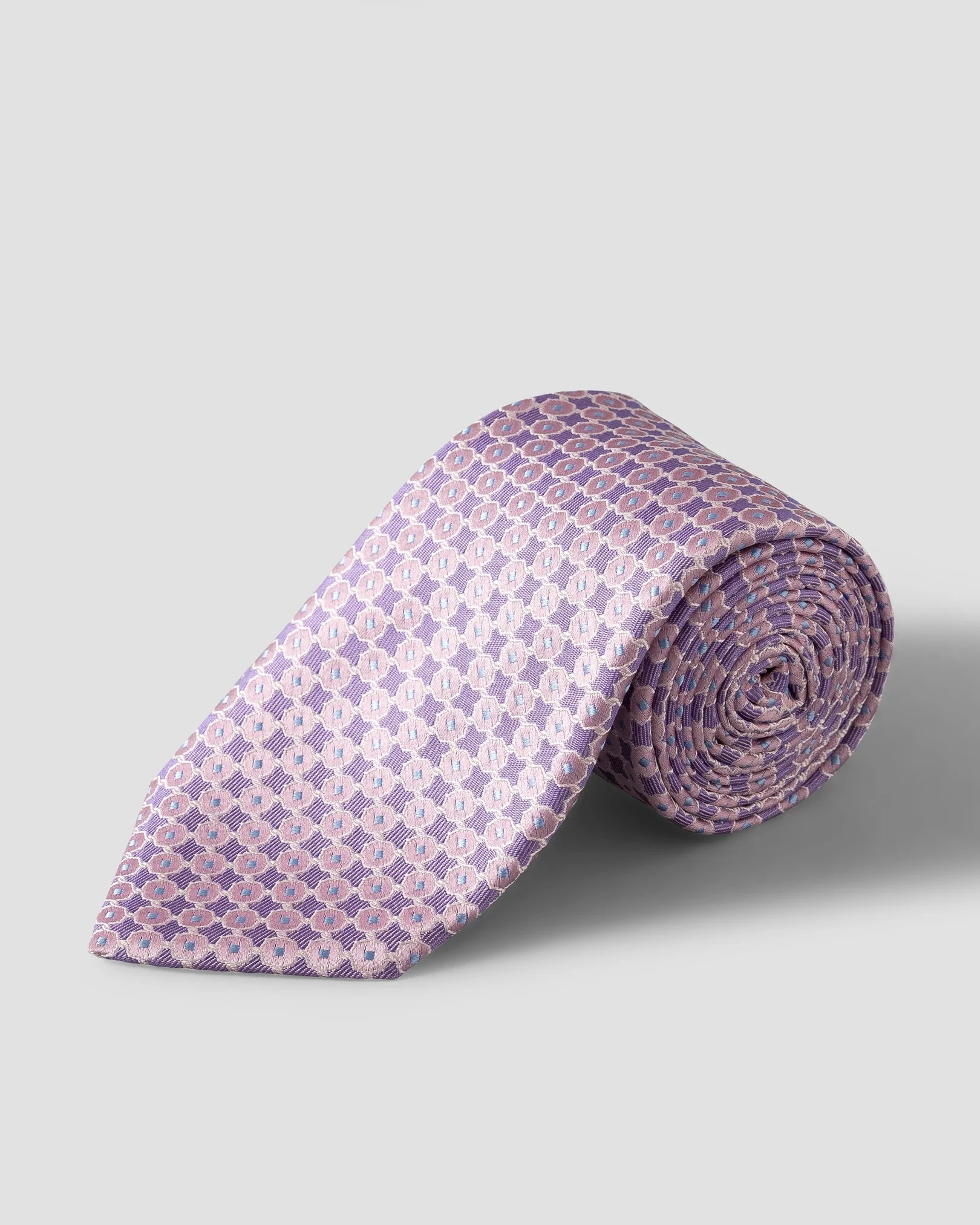 Eton - light purple geometrical woven silk tie