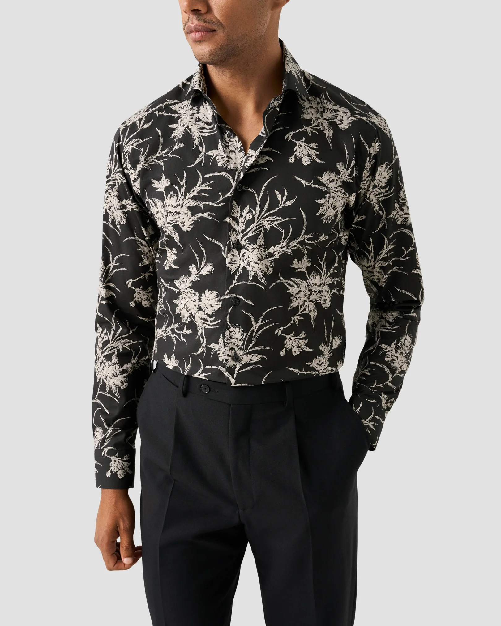 Eton - Chemise en sergé à motif floral signature