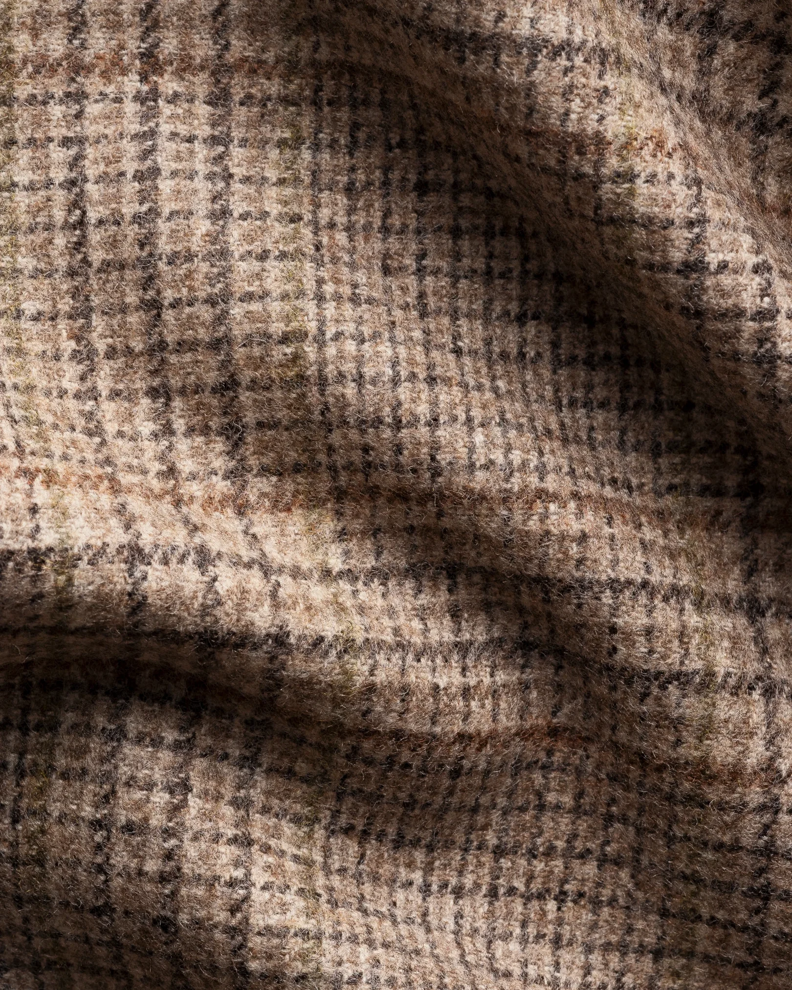 Eton - beige lana tech check flannel soft jacket