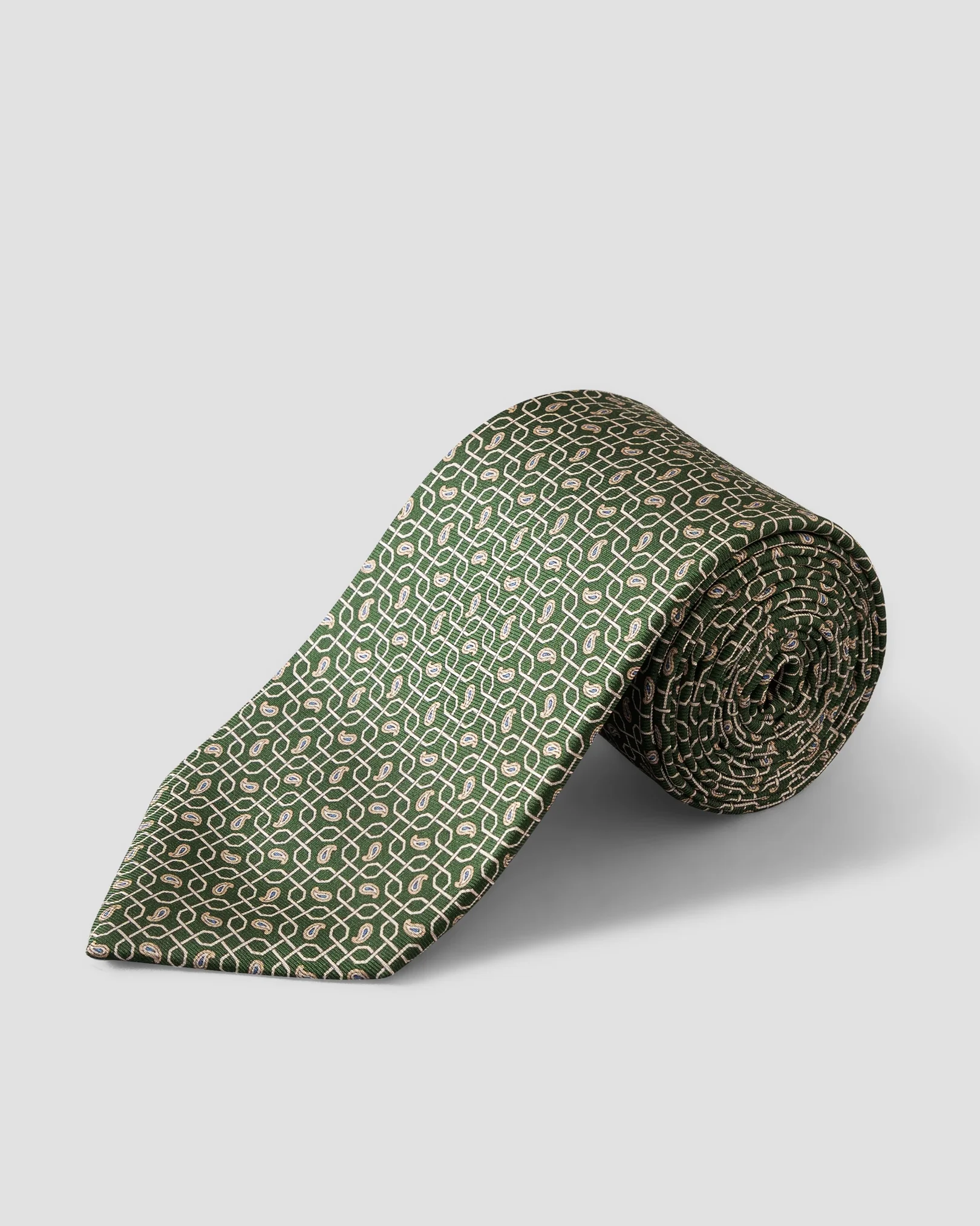 Eton - paisley print silk tie dark green paisley print silk tie