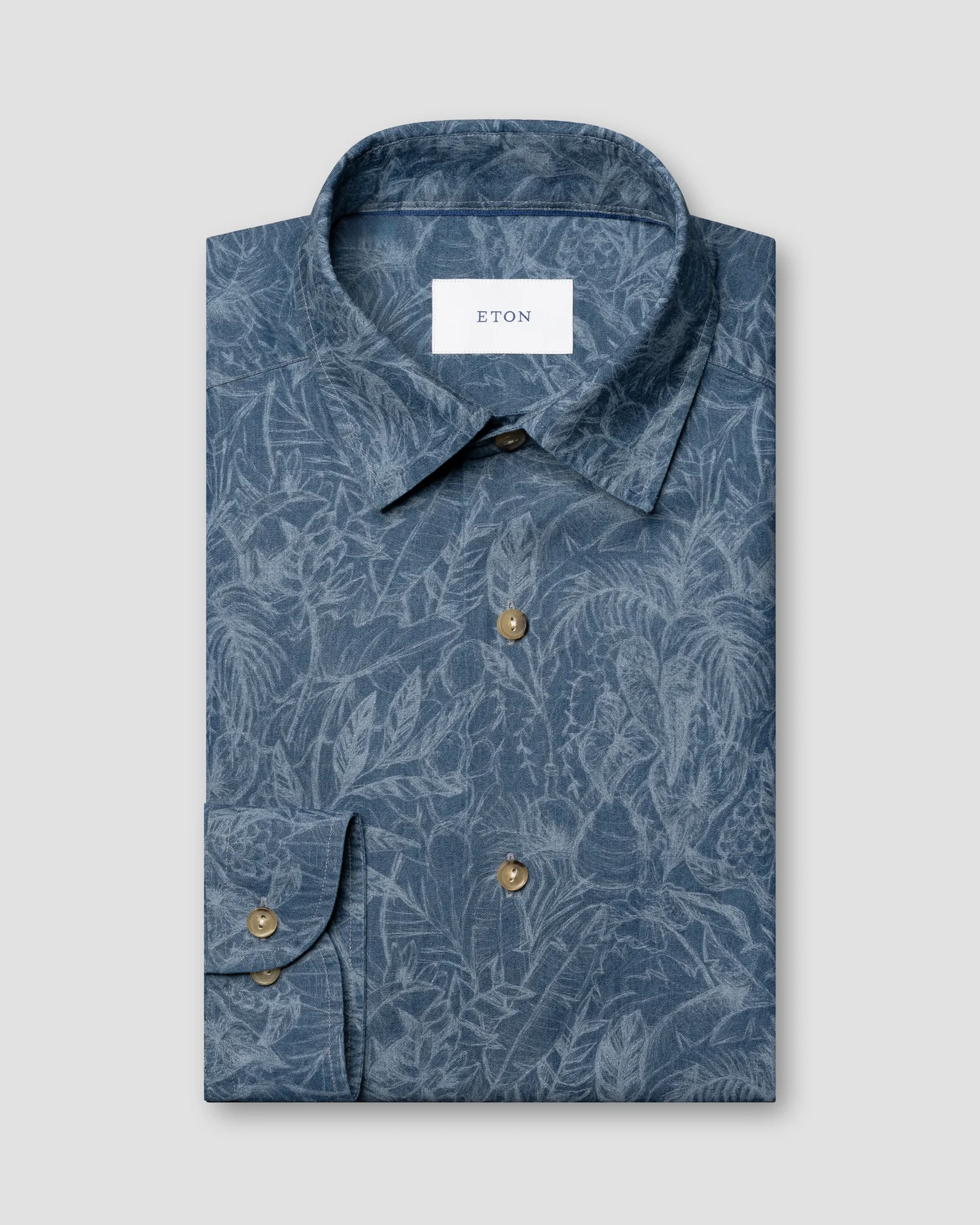 Eton - floral denim print shirt