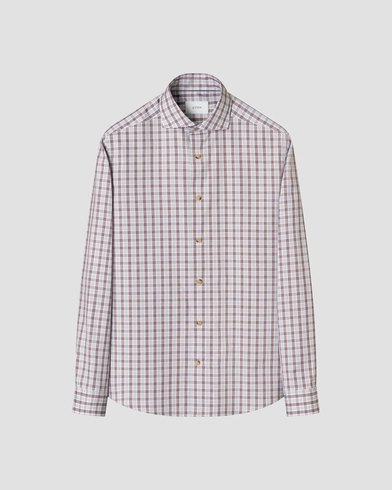 Eton - dark red check lighweight poplin shirt
