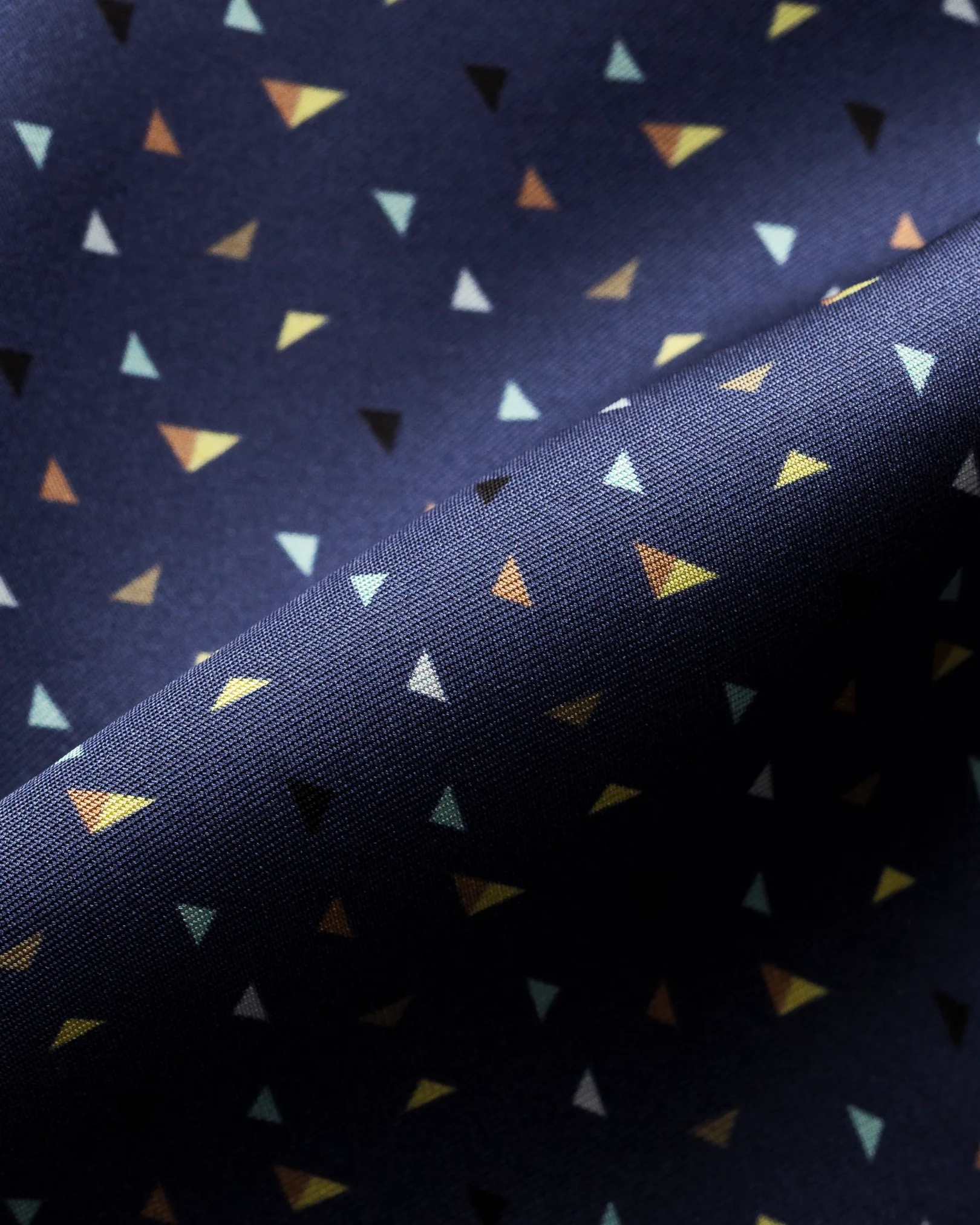 Navy Blue Geometric Print Silk Shirt - Eton