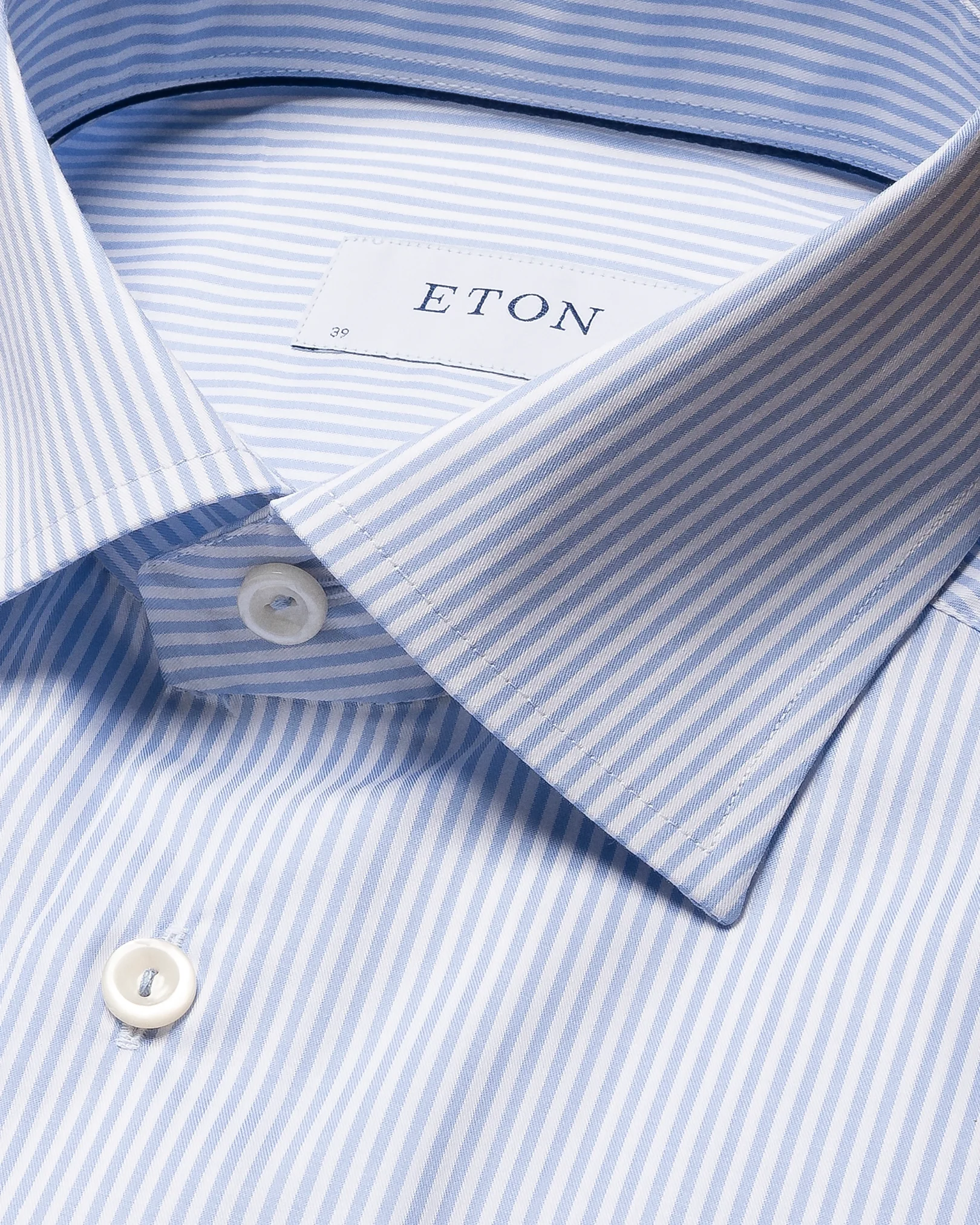 Eton - light blue twill with stripes