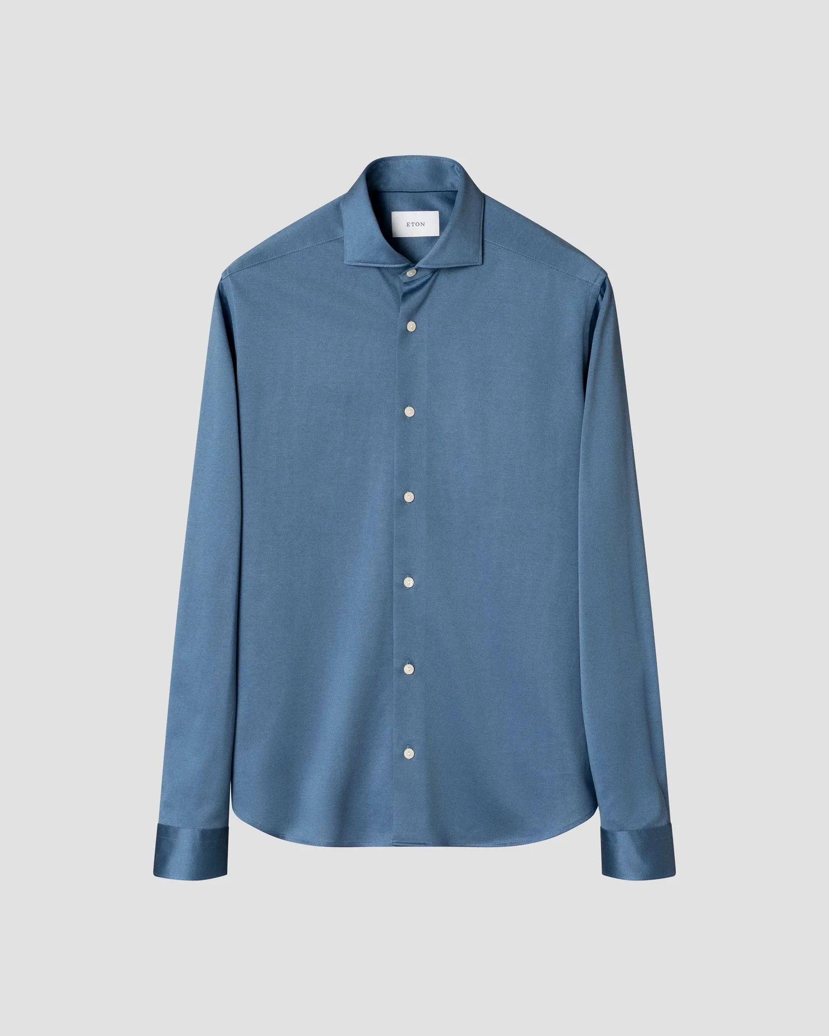 Eton - blue filo di scozia knit shirt wide spread 268