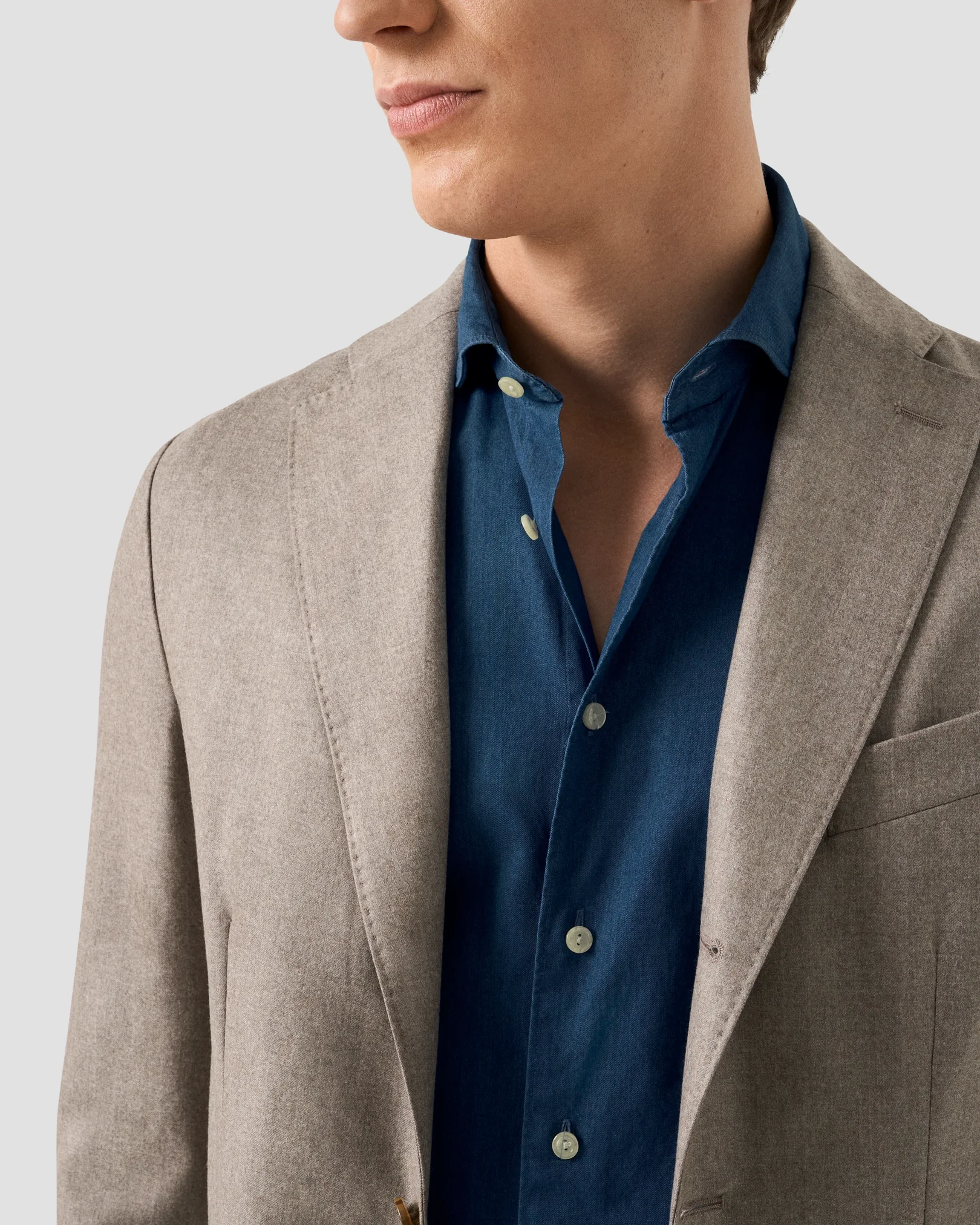 Eton - navy blue lightweight denim shirt