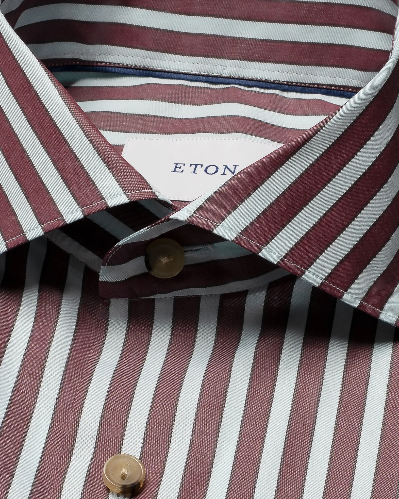 Eton - dark red bengal striped fine twill shirt