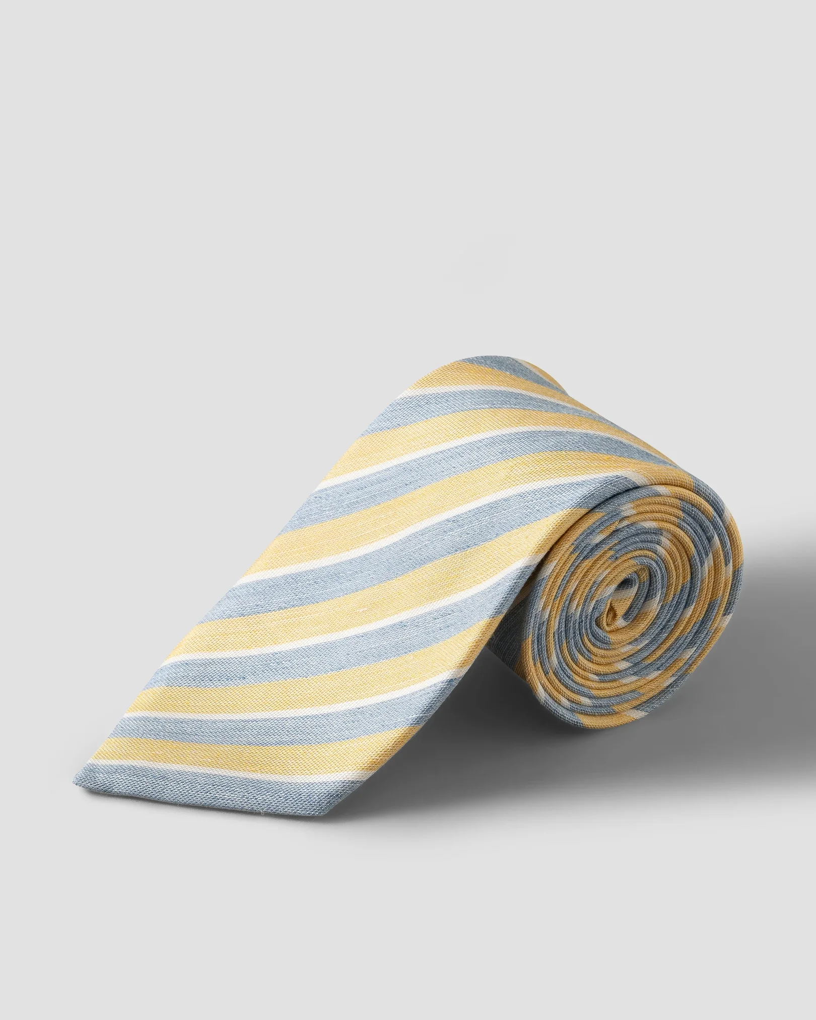 Eton - yellow striped woven linen silk tie