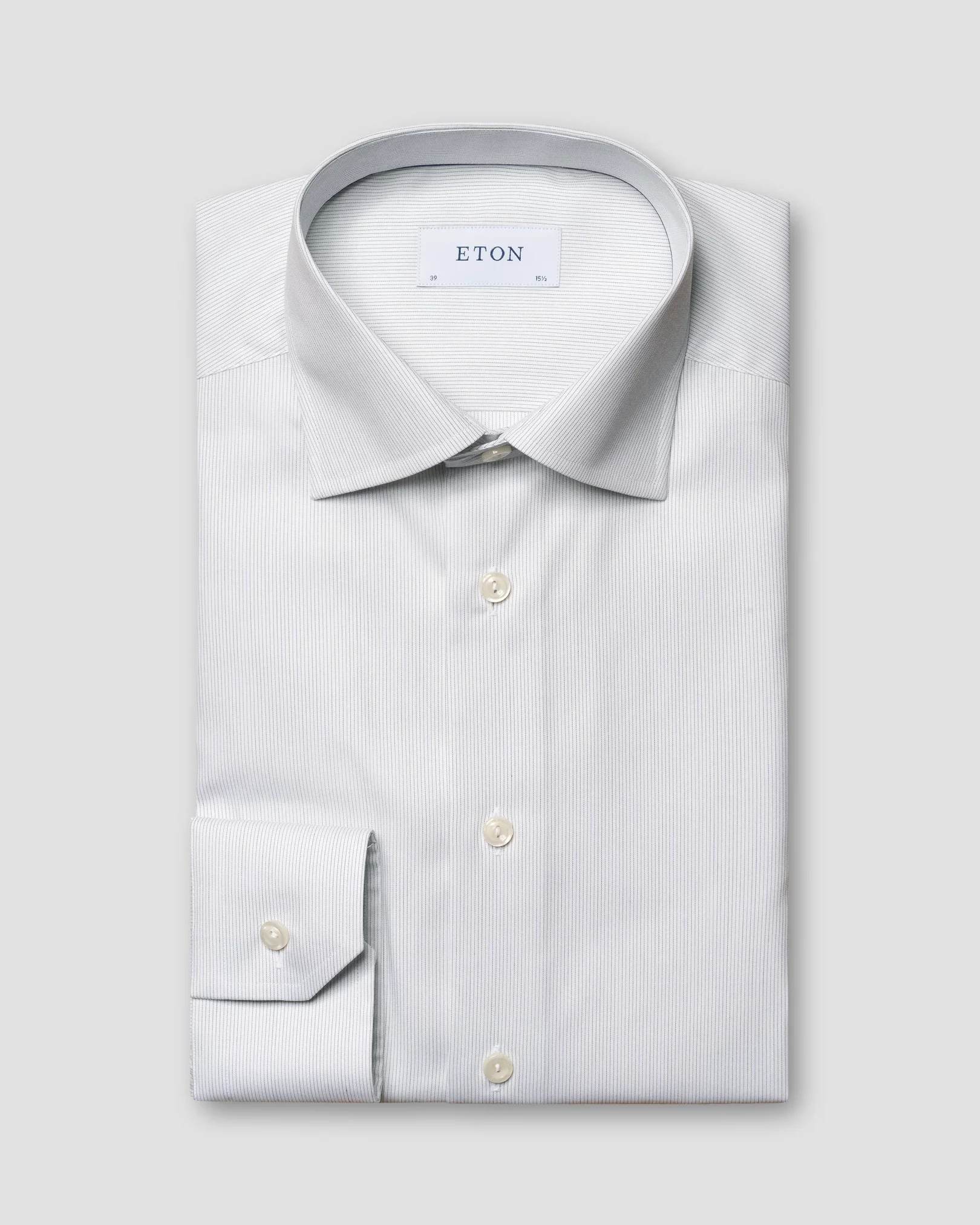 Eton - light green twill hairline shirt