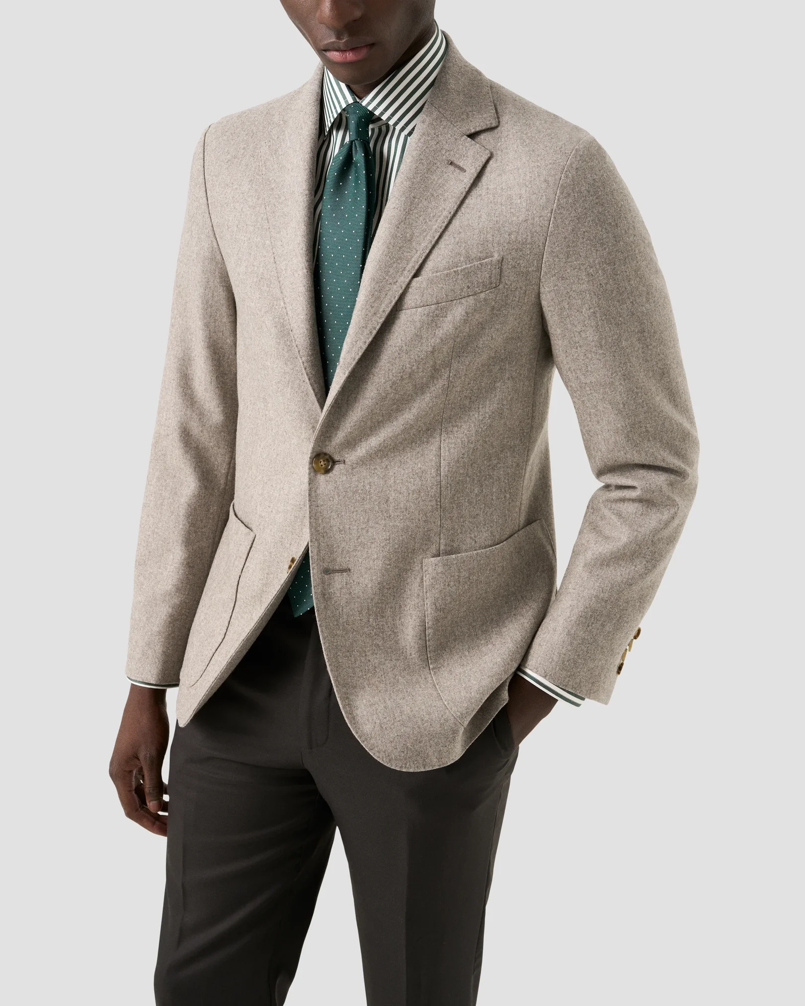 Eton - dark green bengal striped signature twill shirt